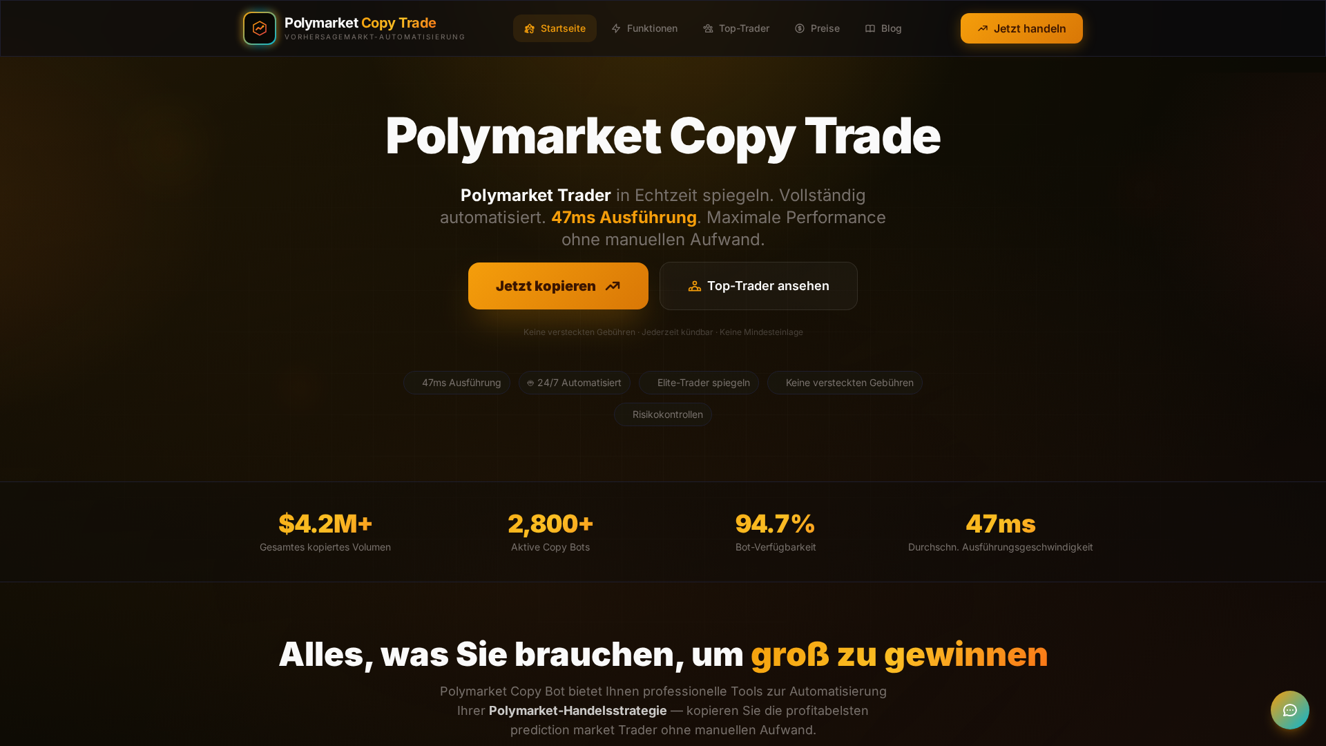 Screenshot of polymarketcopytrade.de