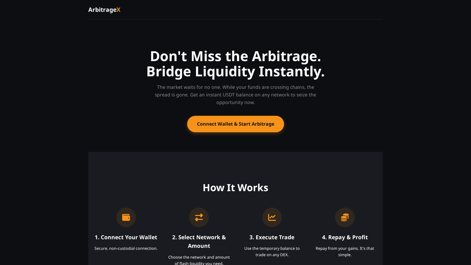 Screenshot of arbitragex.ink