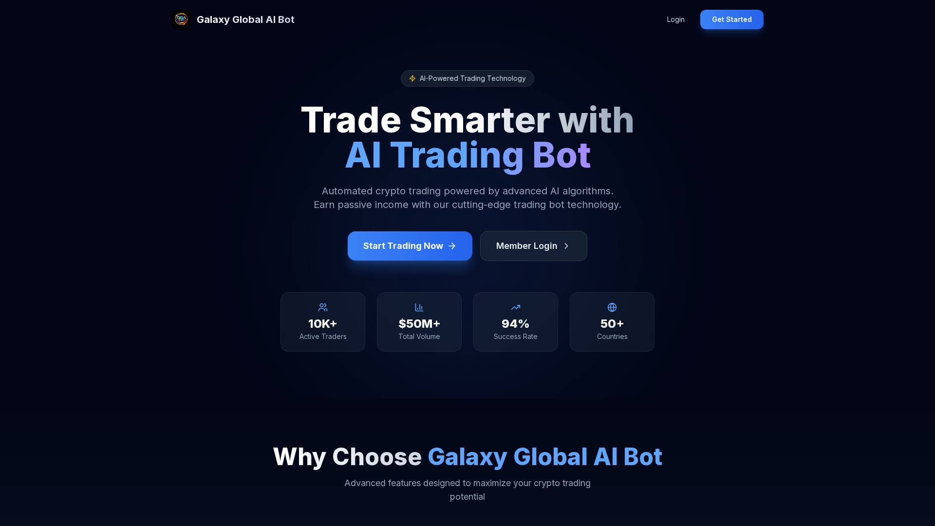 Screenshot of galaxyglobalaibot.com