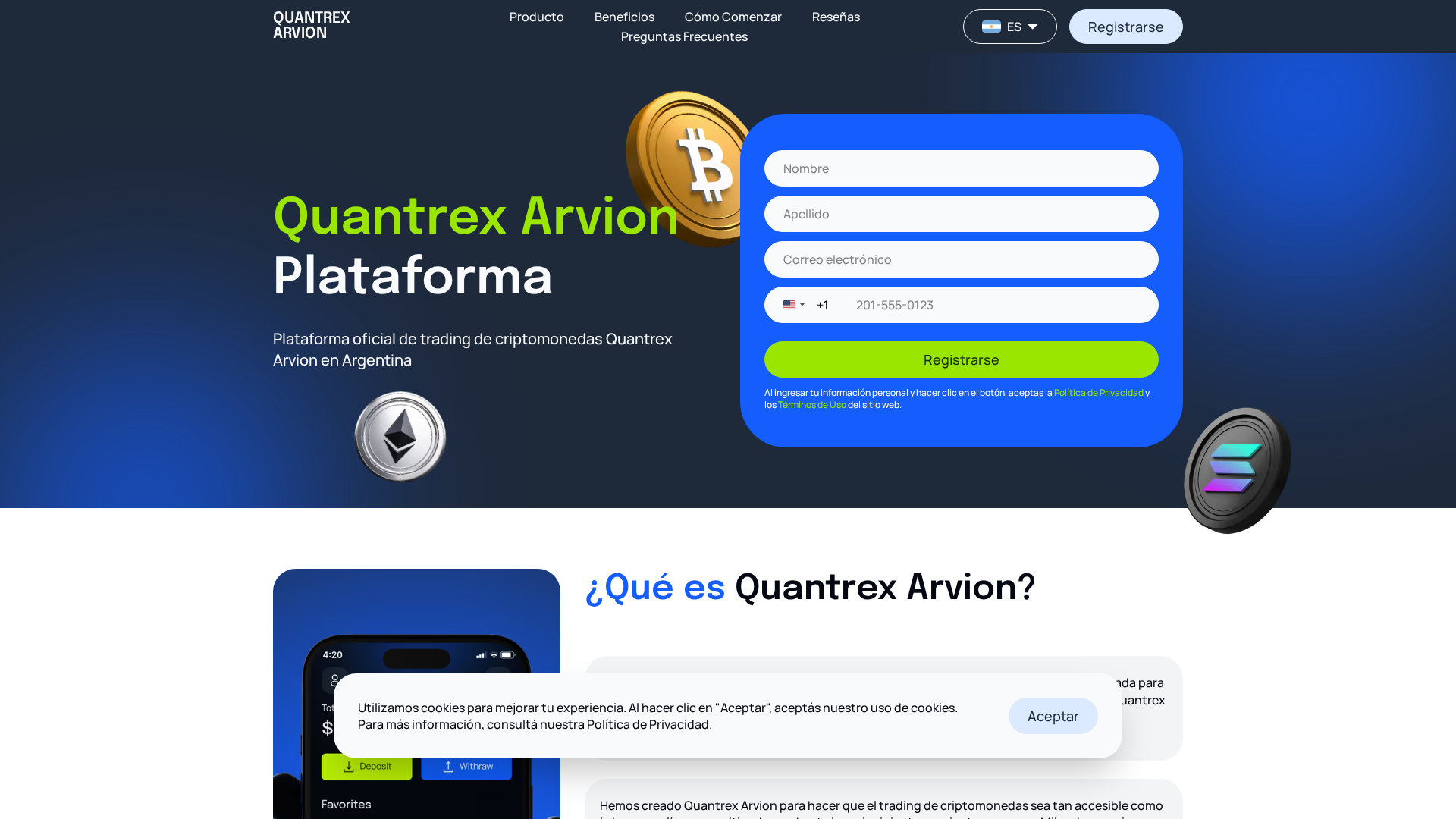 Screenshot of quantrex-arvion.com