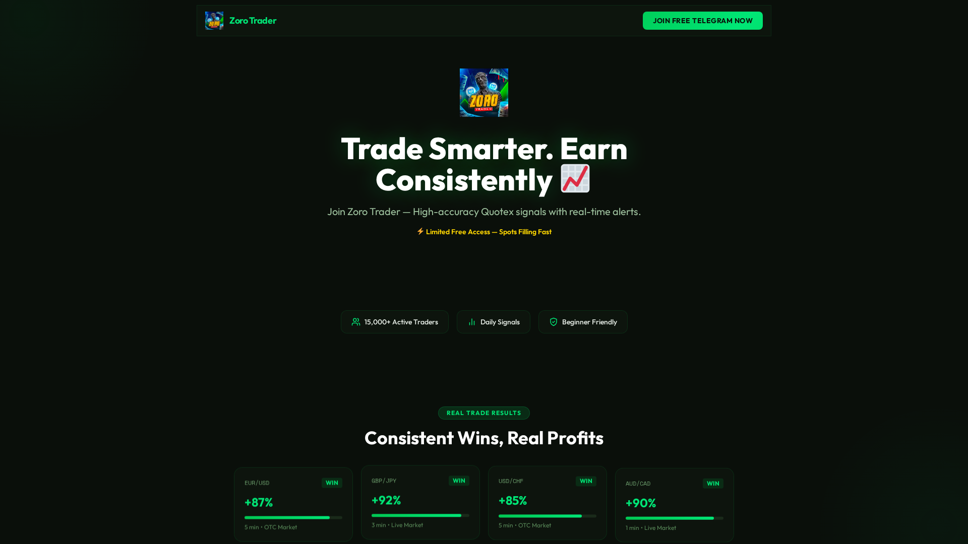 Screenshot of zorotrader.space