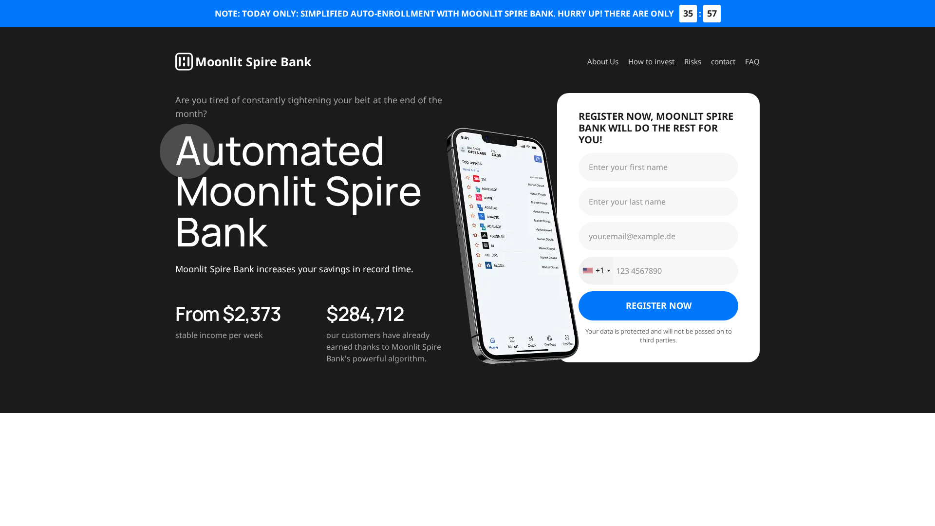 Screenshot of moonlitspirebank.com