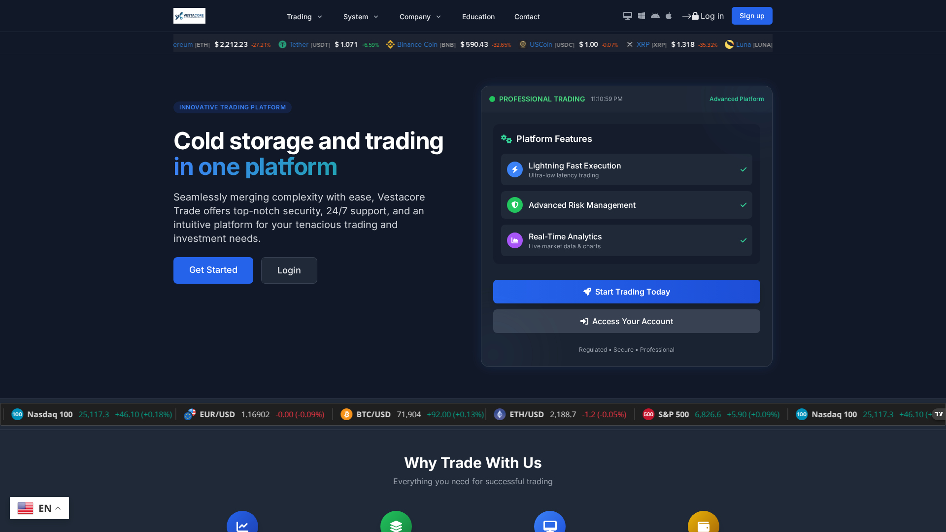 Screenshot of vestacore.live