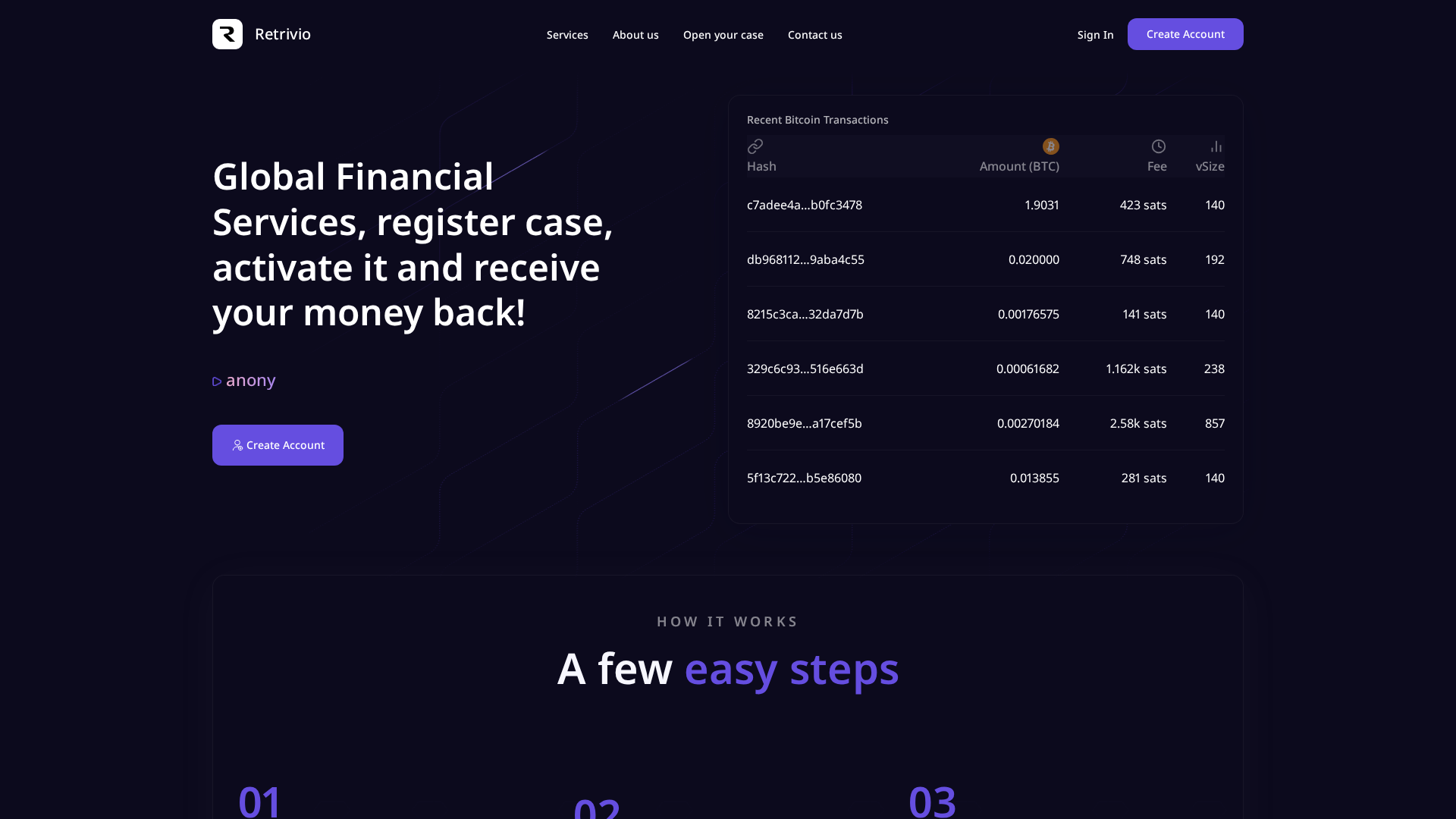 Screenshot of retrivio.net