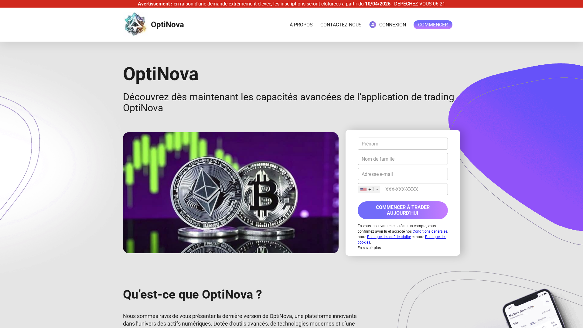 Screenshot of optinova-ai.com