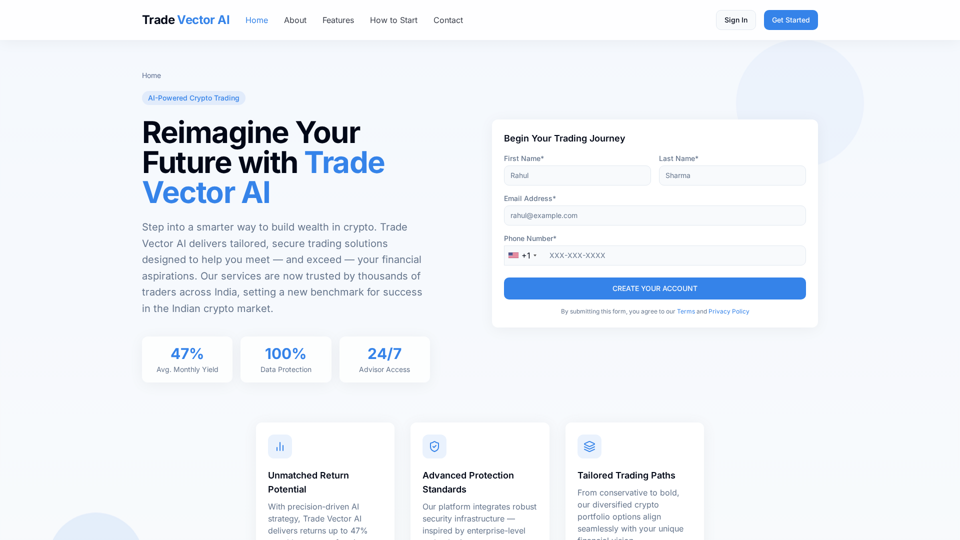 Screenshot of tradevectoraiin.com