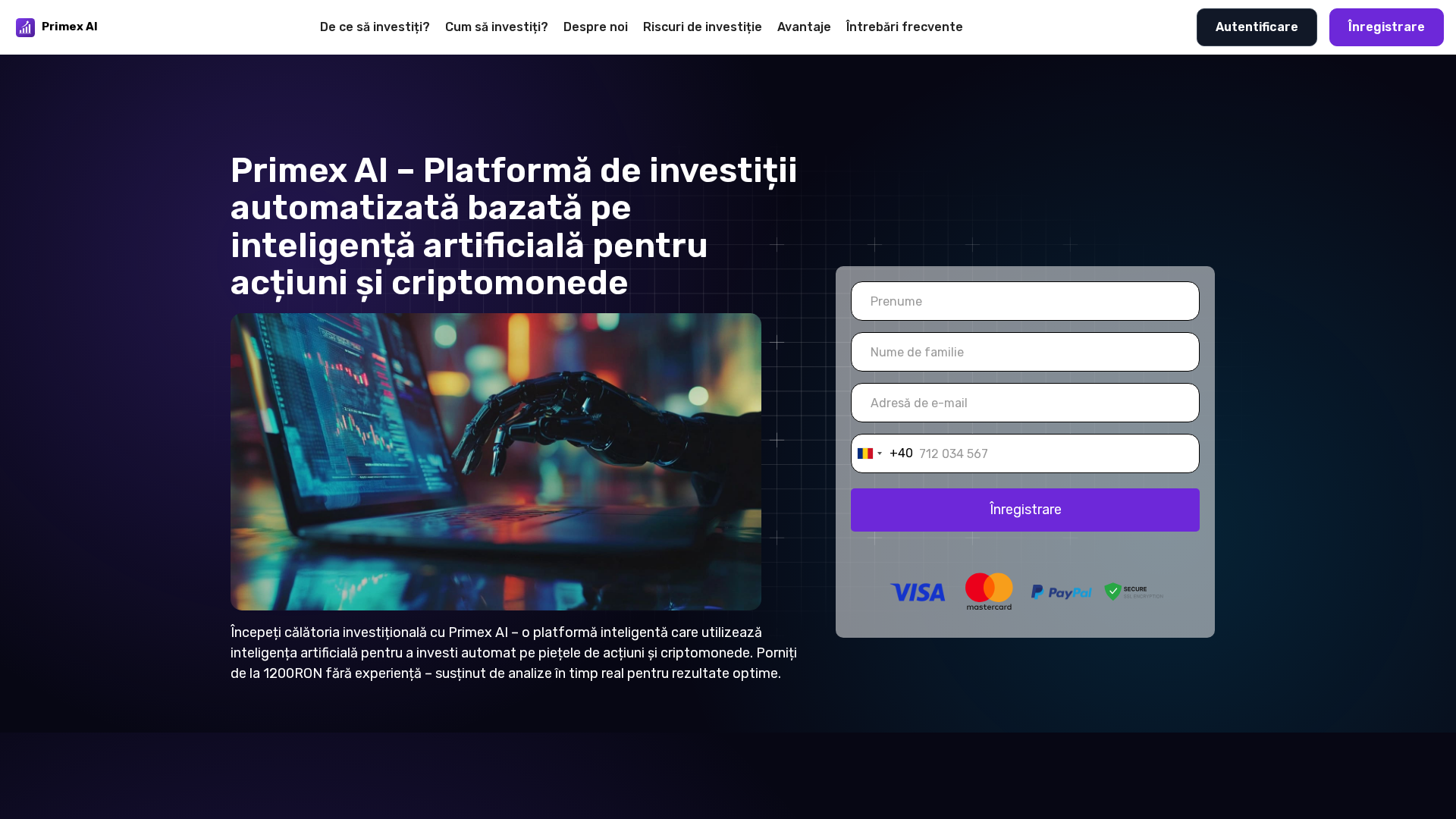 Screenshot of primex-ai-ro.com