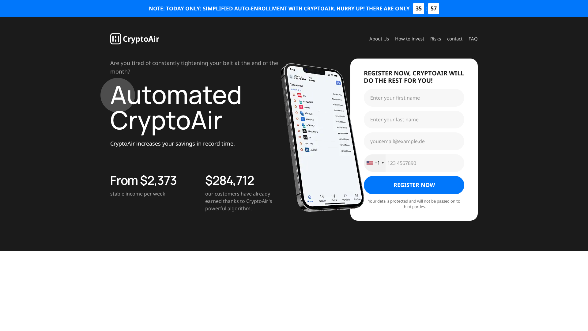 Screenshot of cryptoairtrade.com