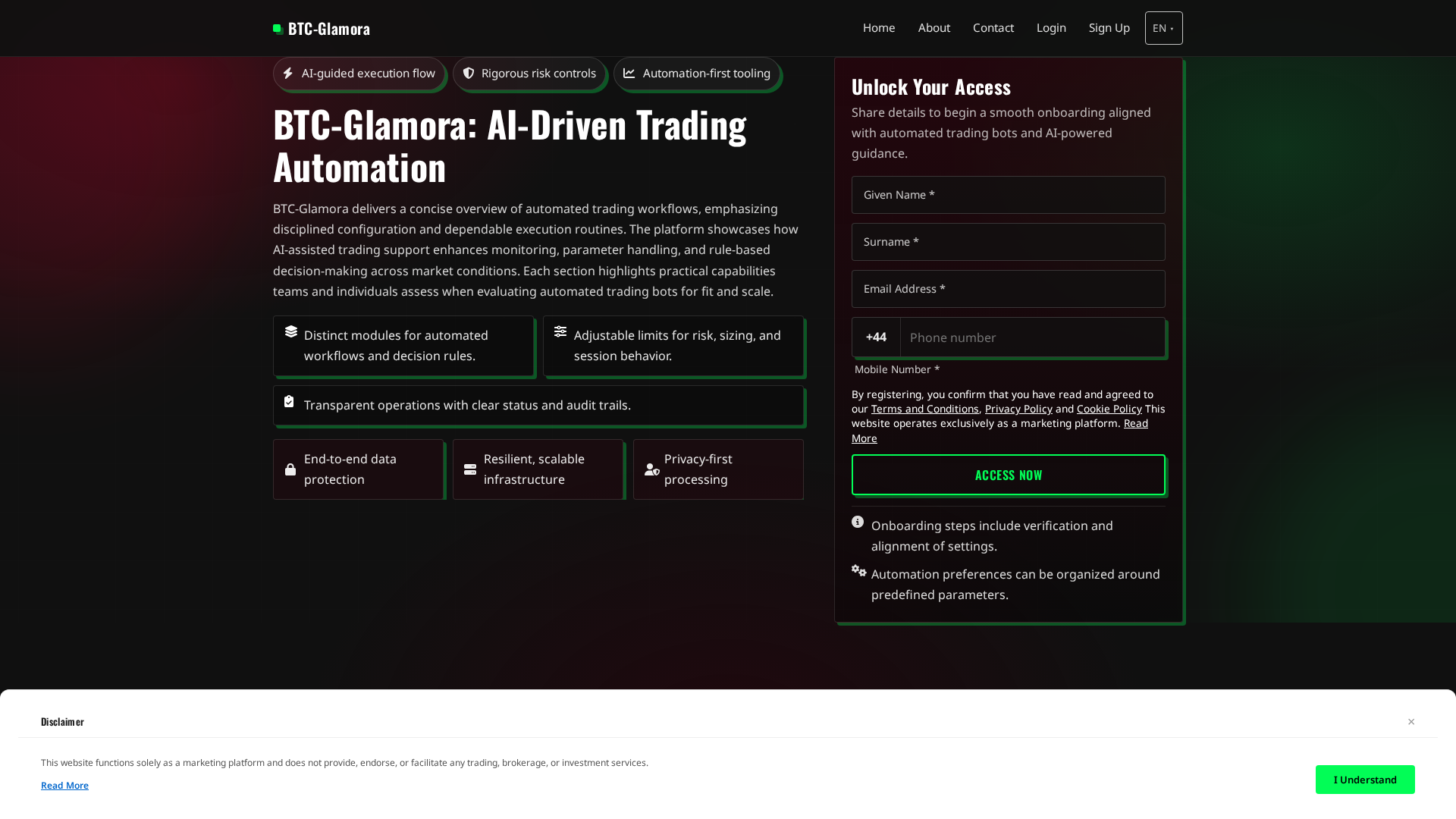 Screenshot of btc-glamora.digital