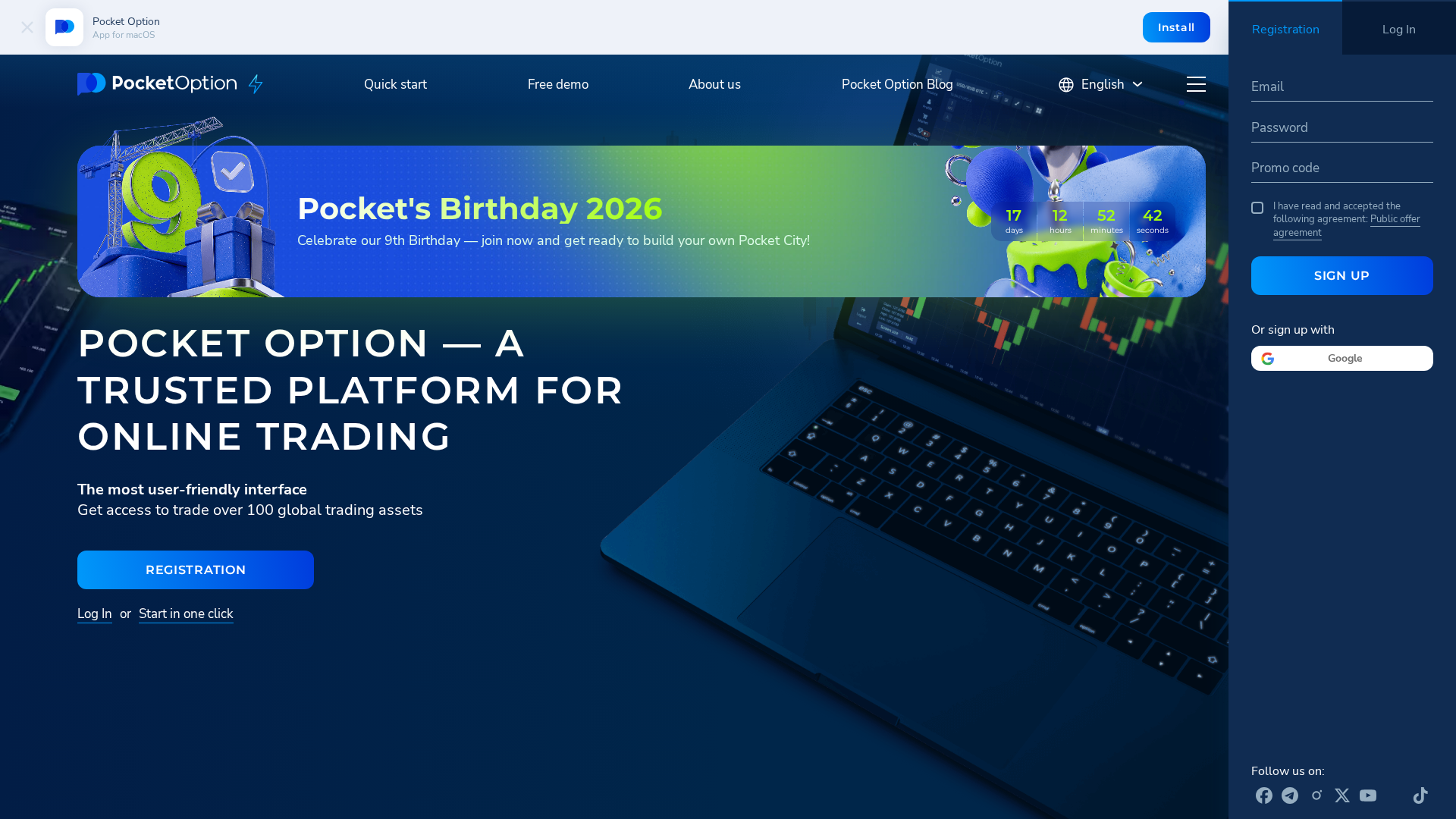 Screenshot of pocket-options.live