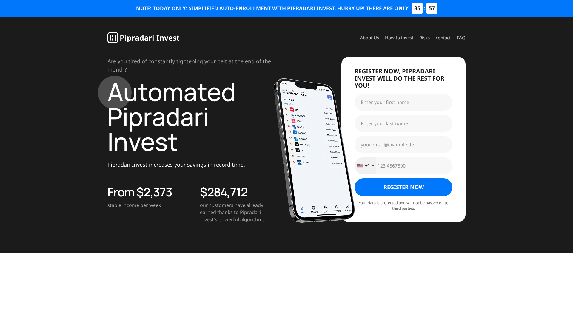 Screenshot of pipradariinvest.net