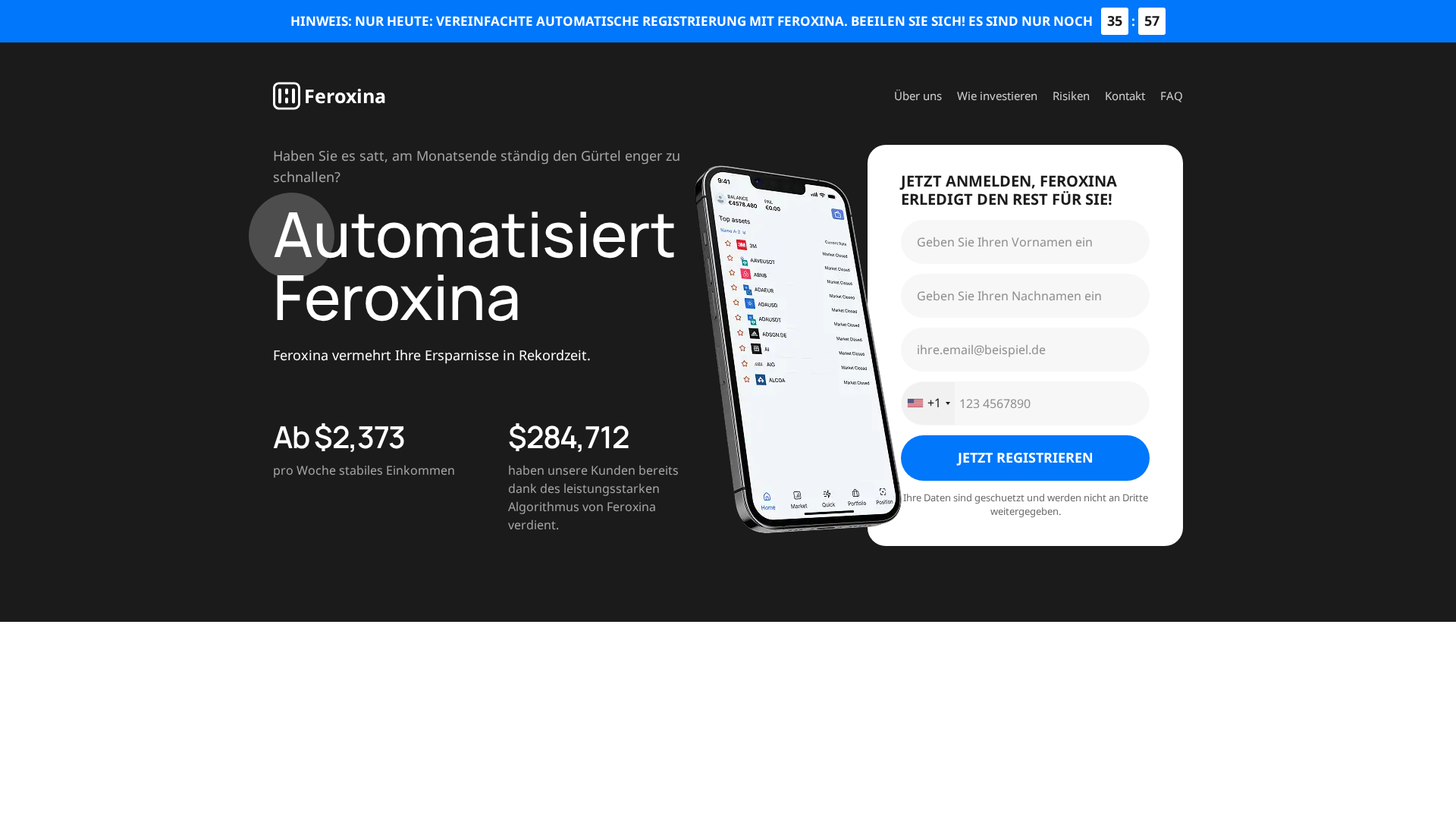 Screenshot of feroxinatrade.de