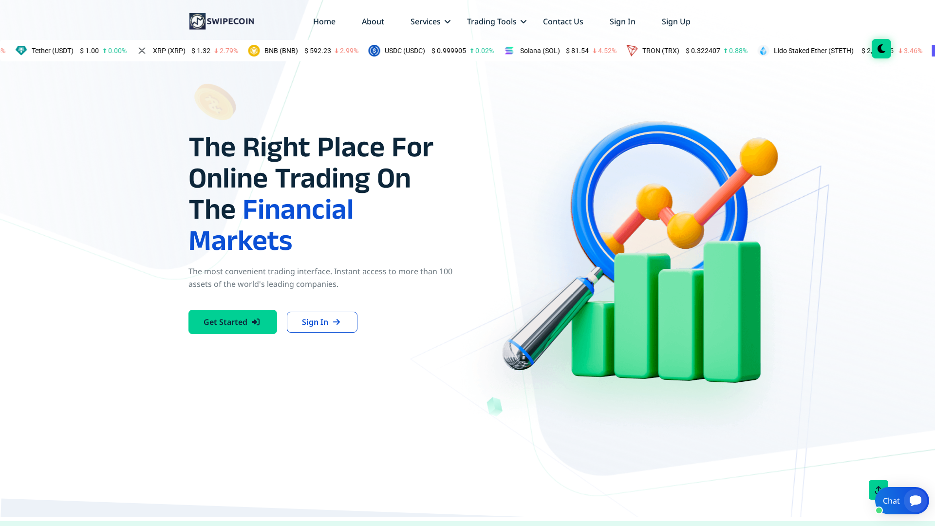 Screenshot of swipecoins.live