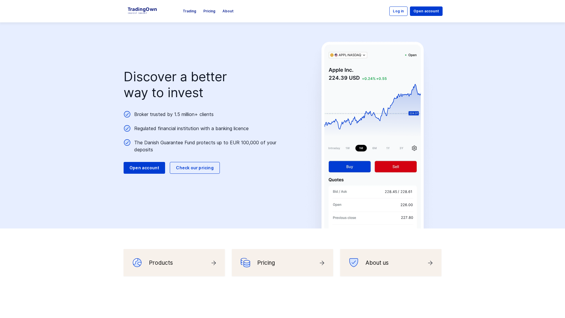 Screenshot of tradingown.com