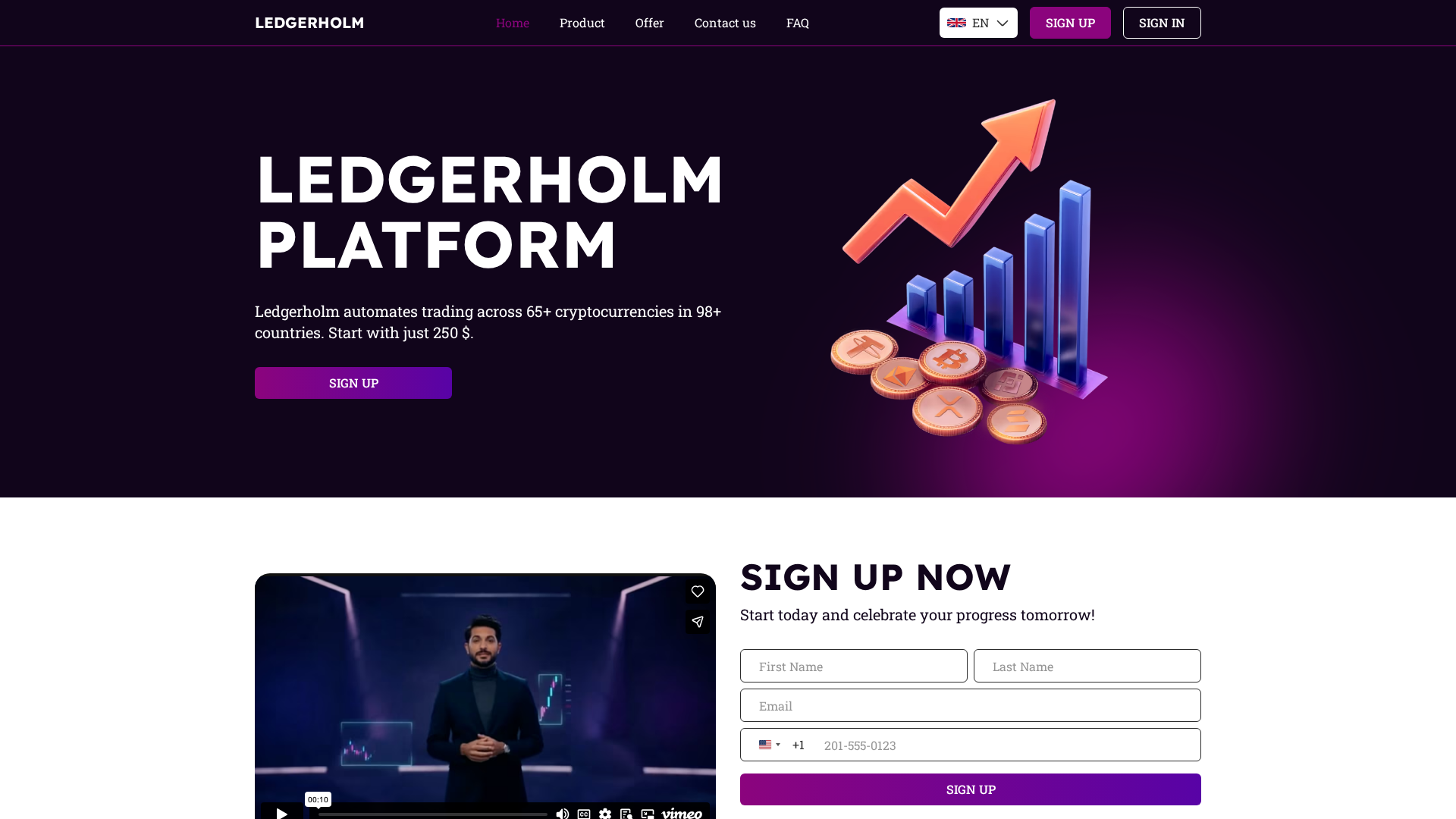 Screenshot of ledgerholm.com