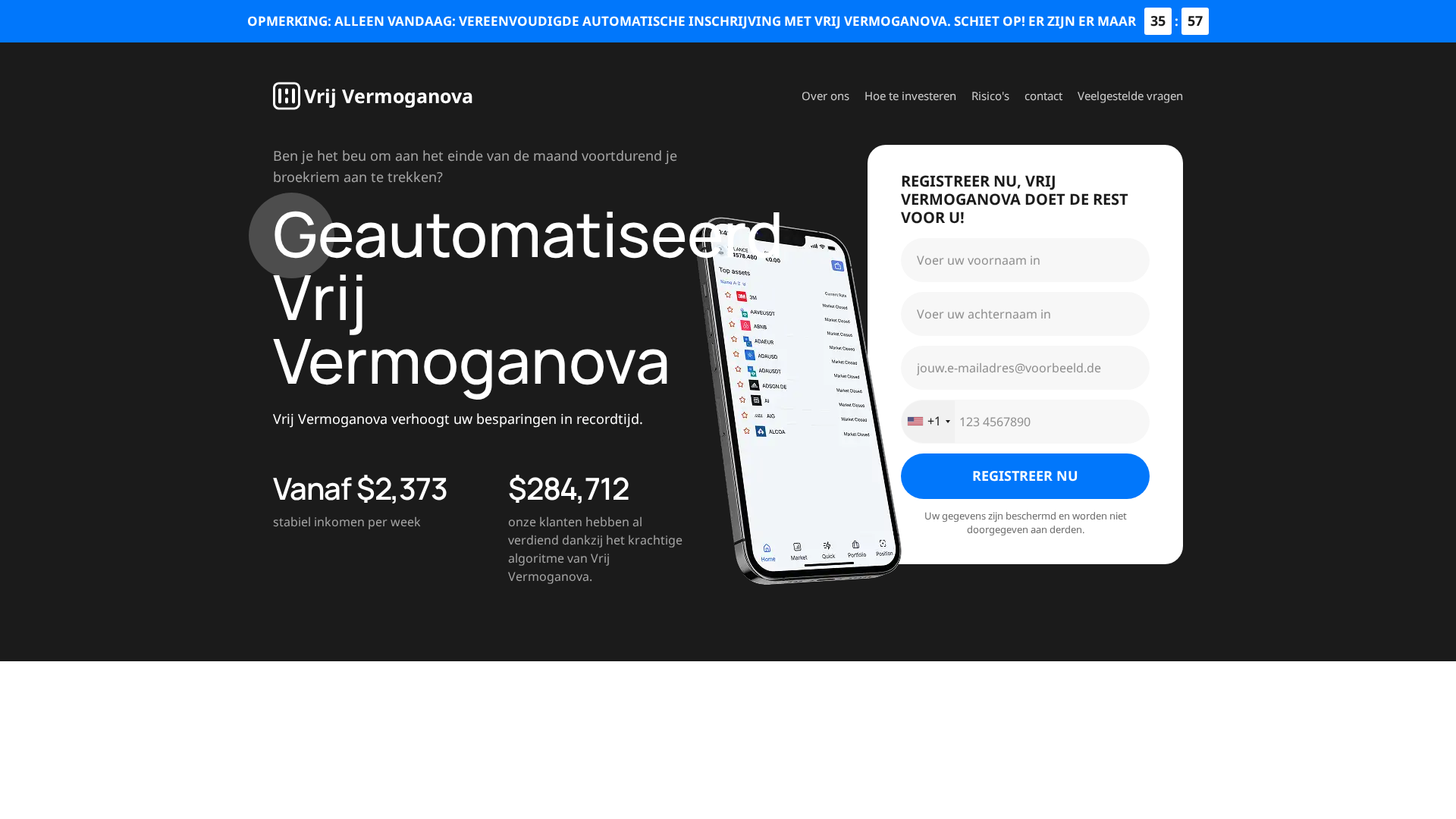 Screenshot of vrijvermoganova.com