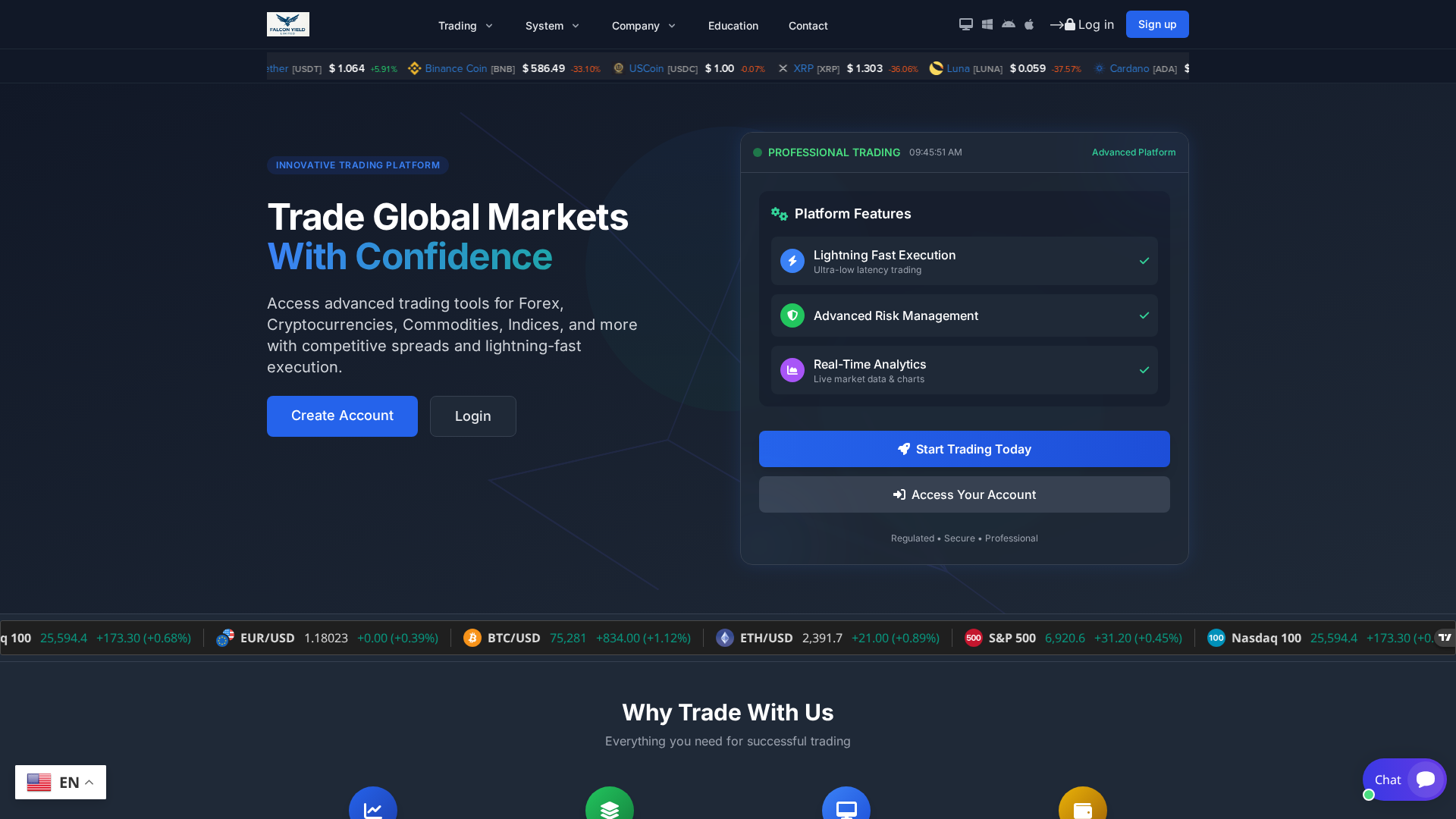 Screenshot of falconyield.com