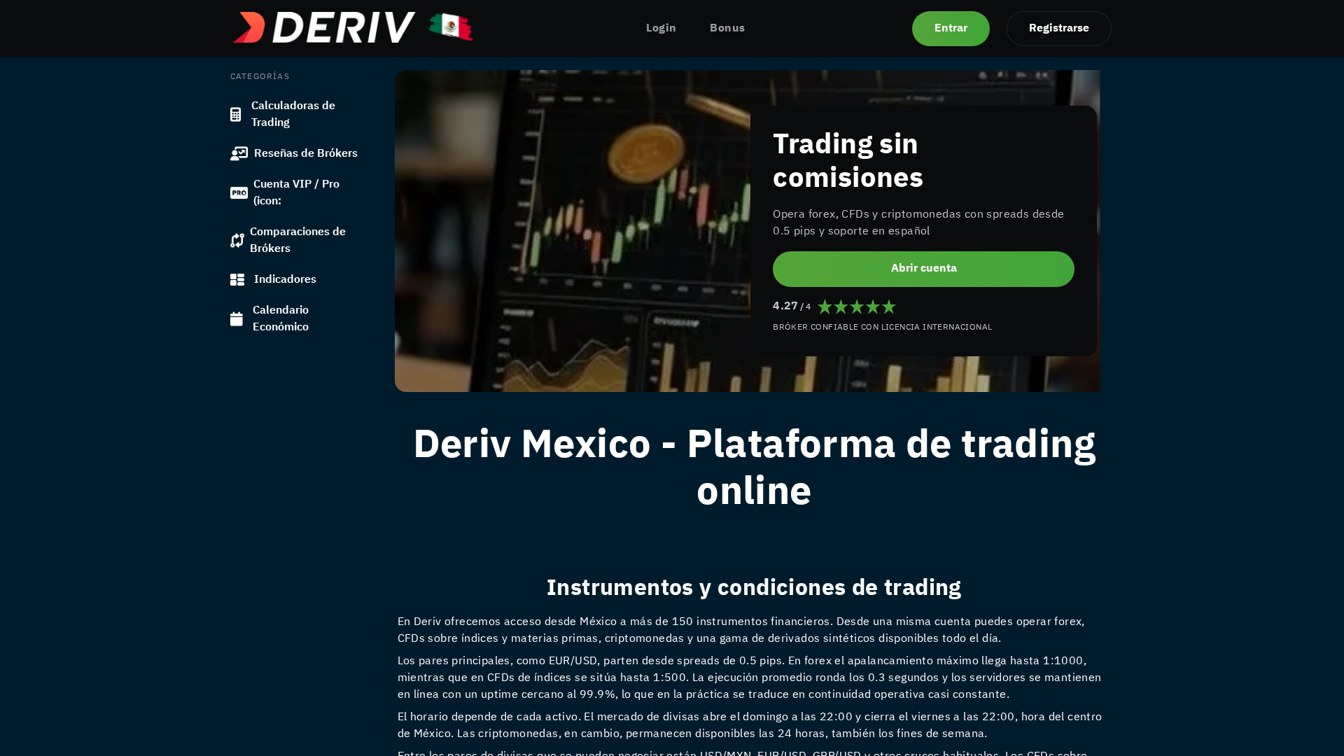 Screenshot of derivmexico.com
