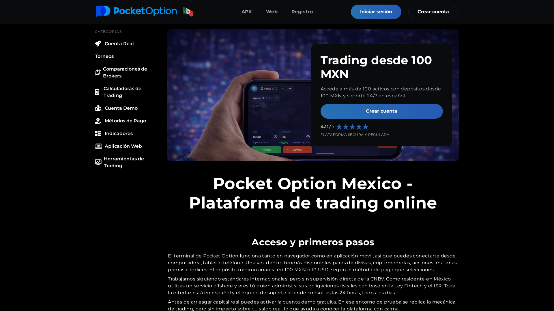 Screenshot of pocketoptionmexico.com