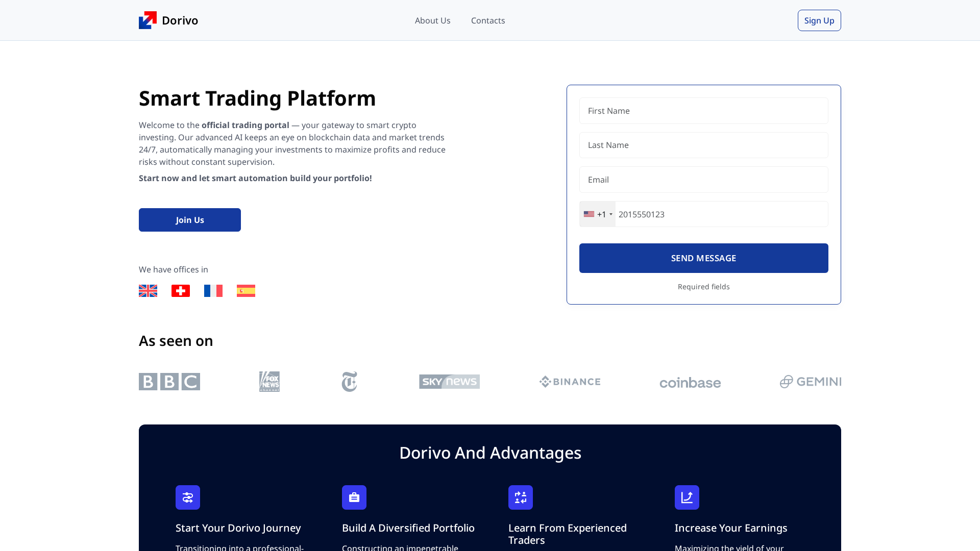 Screenshot of dorivo-crypto.com