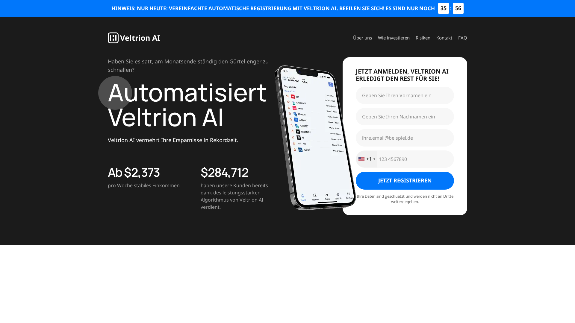 Screenshot of veltrionaitrade.de