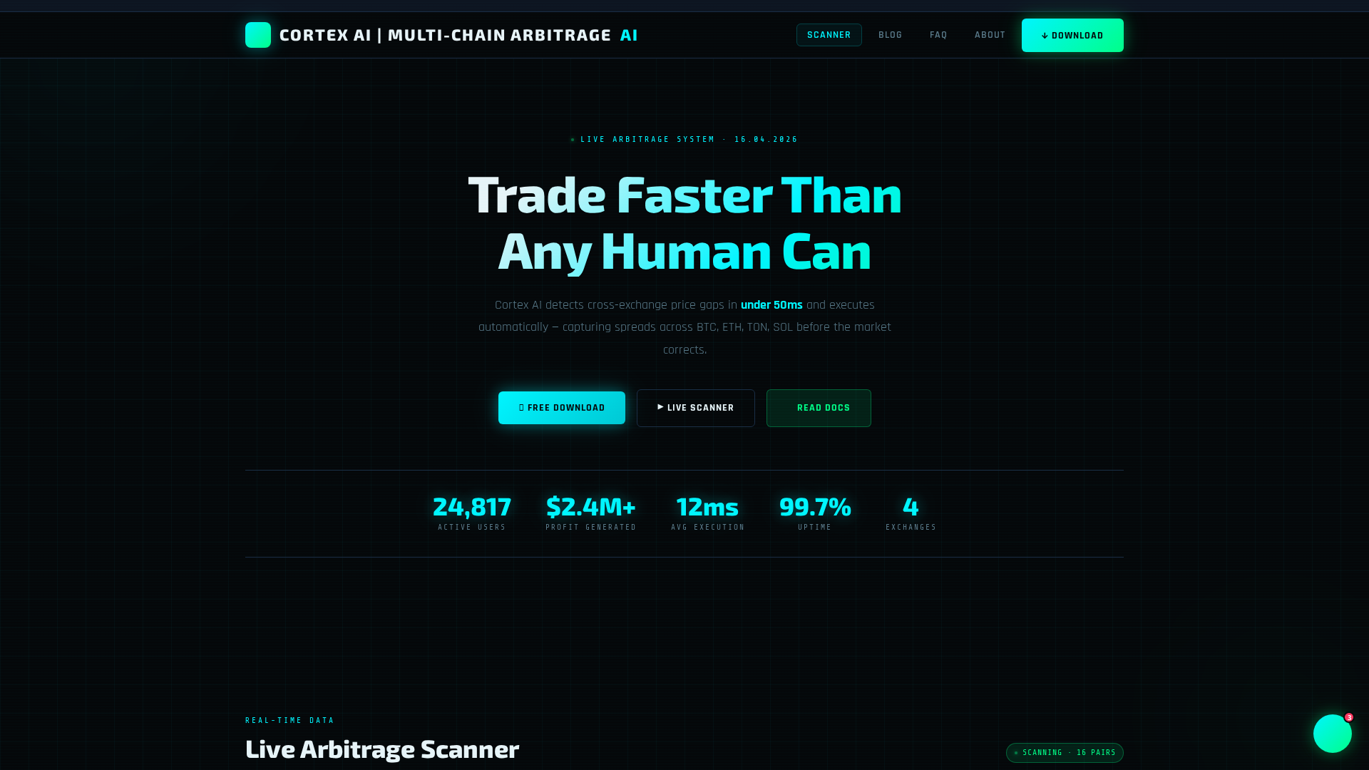 Screenshot of arbitrage-bot.pro