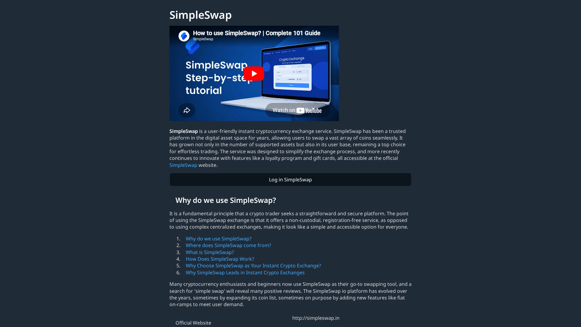 Screenshot of simpleswap.pw