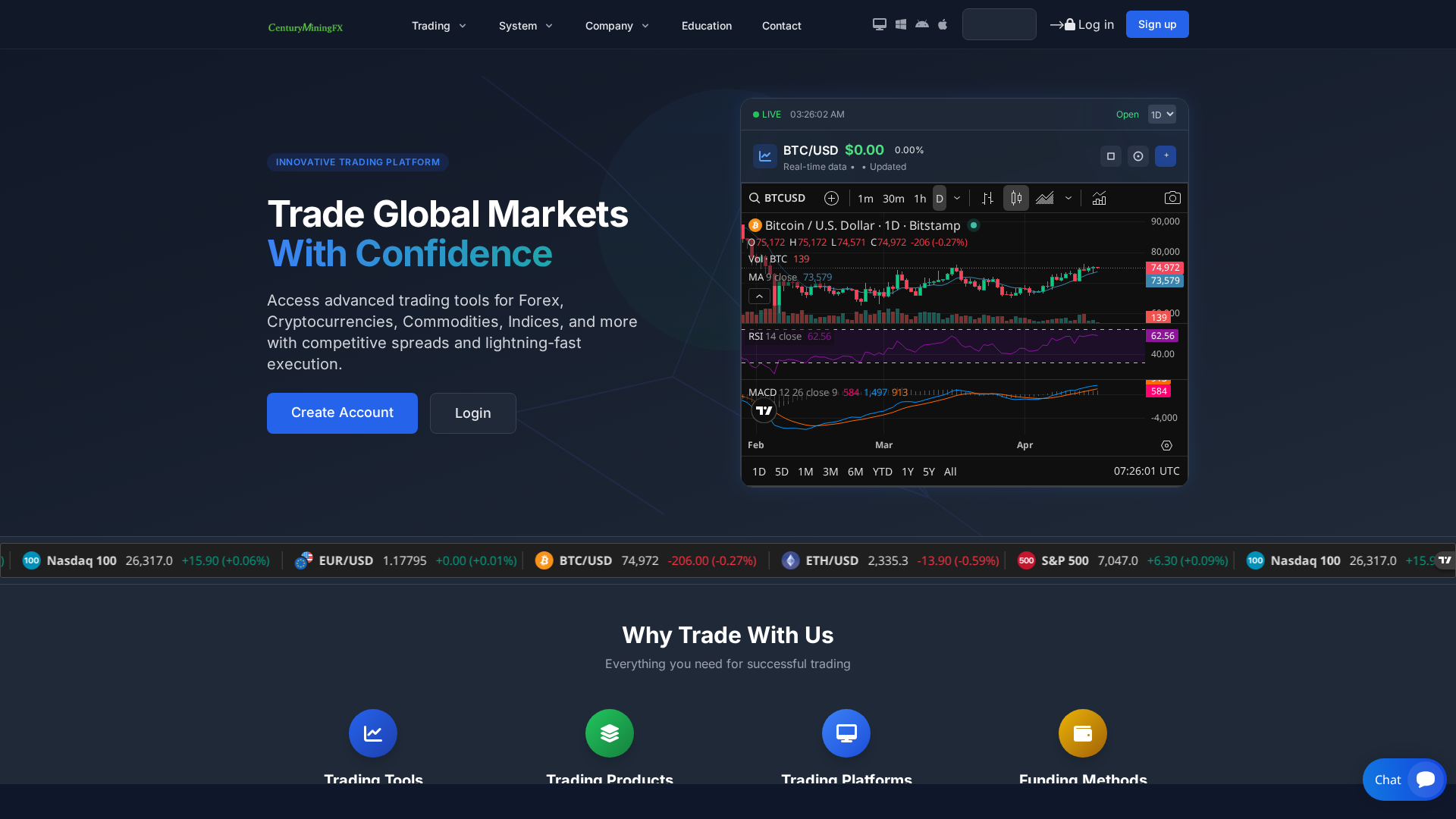 Screenshot of centuryminingfx.com
