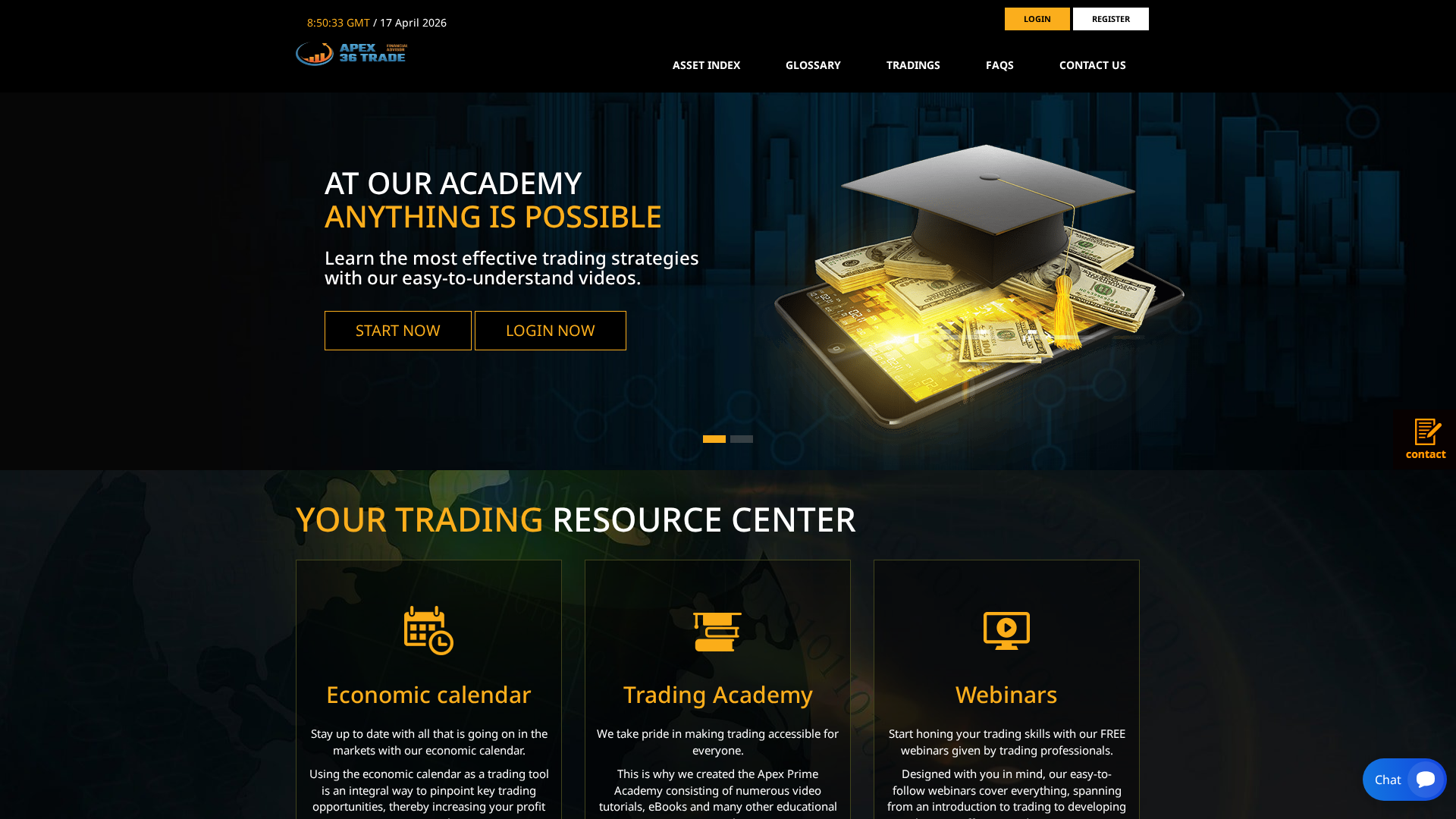 Screenshot of apex36trade.com