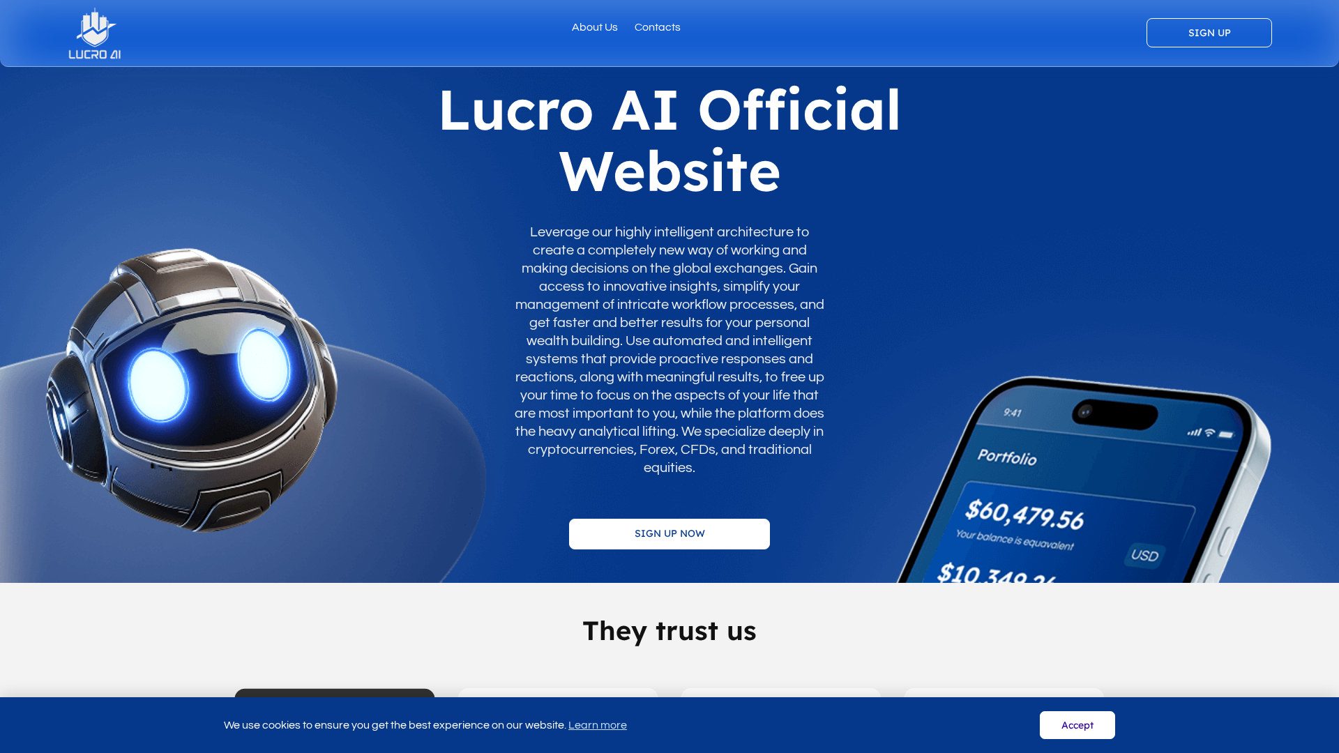 Screenshot of lucro-ai-trading.com