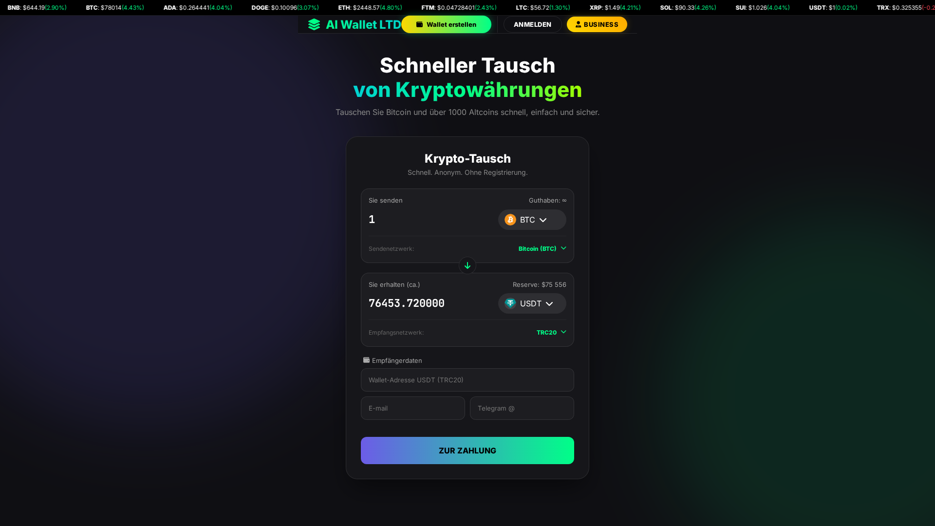 Screenshot of wallets-ai.net