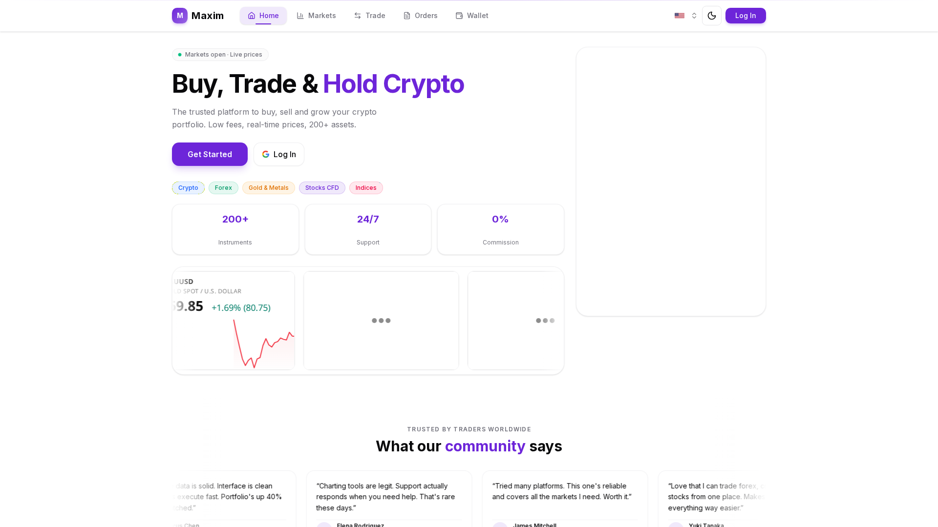 Screenshot of maxim.trading
