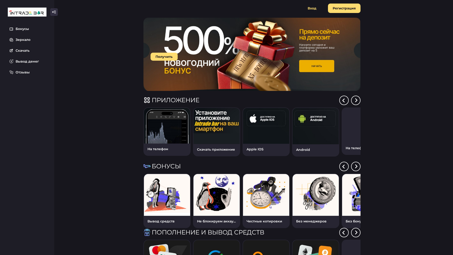 Screenshot of intrade-bar.trade