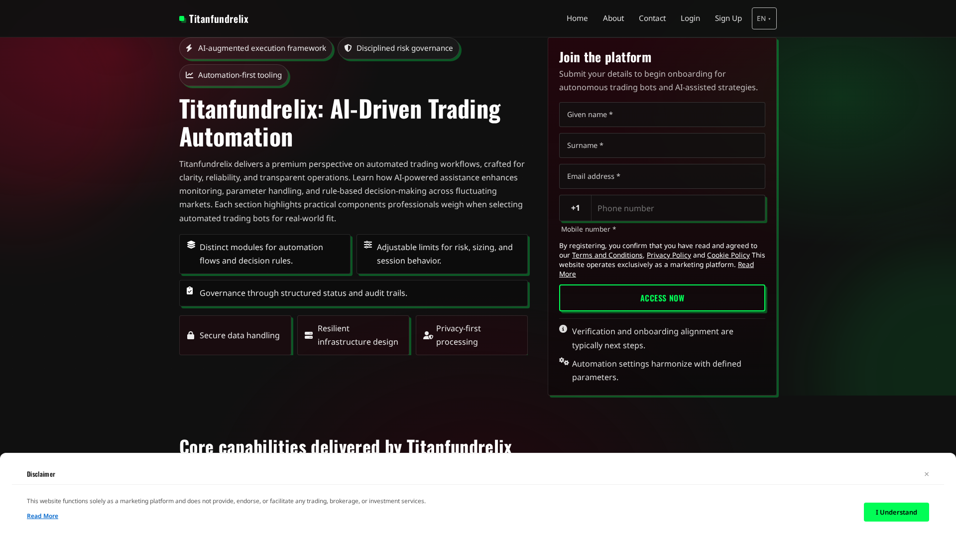 Screenshot of titanfundrelixsystem.com
