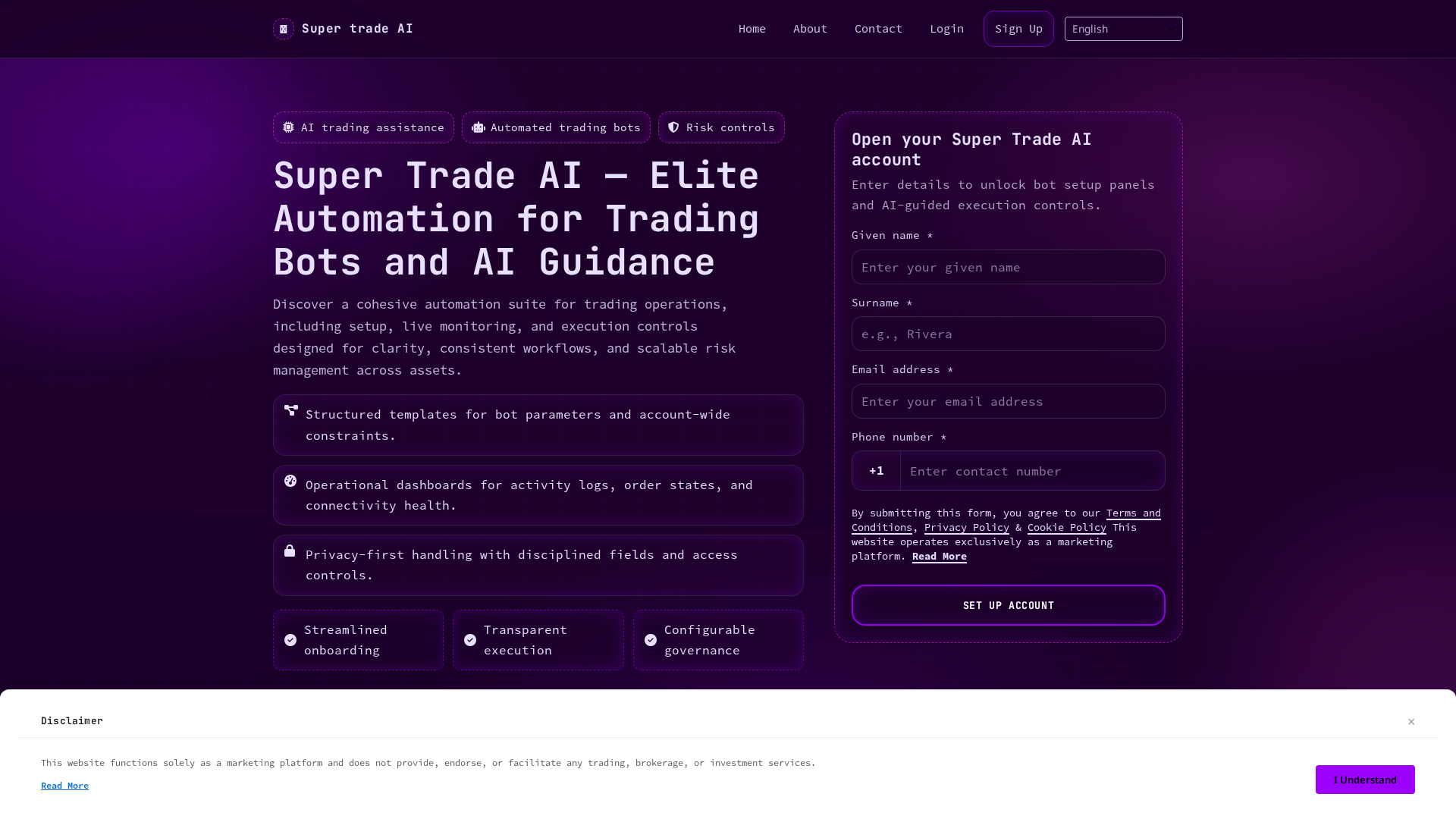 Screenshot of supertrade-ai.com