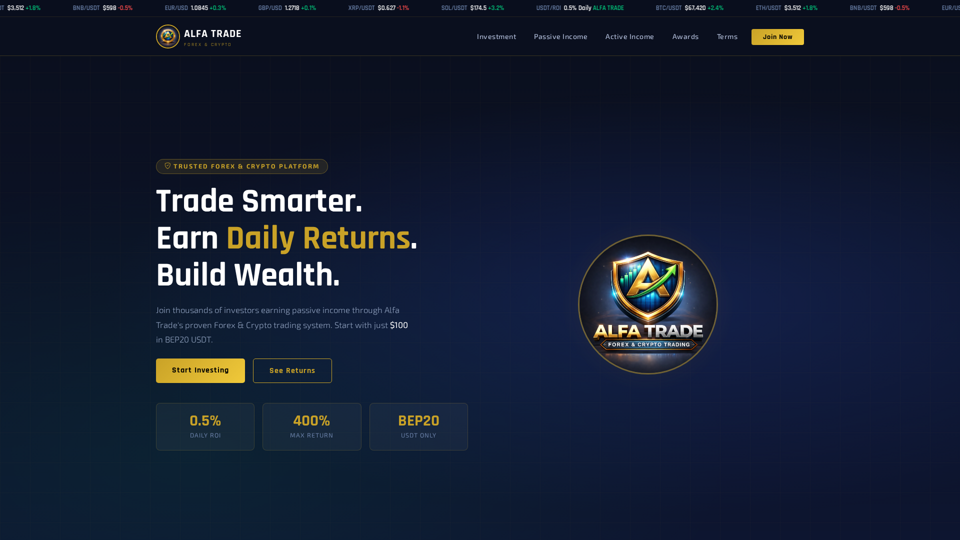 Screenshot of alfatrade26.com