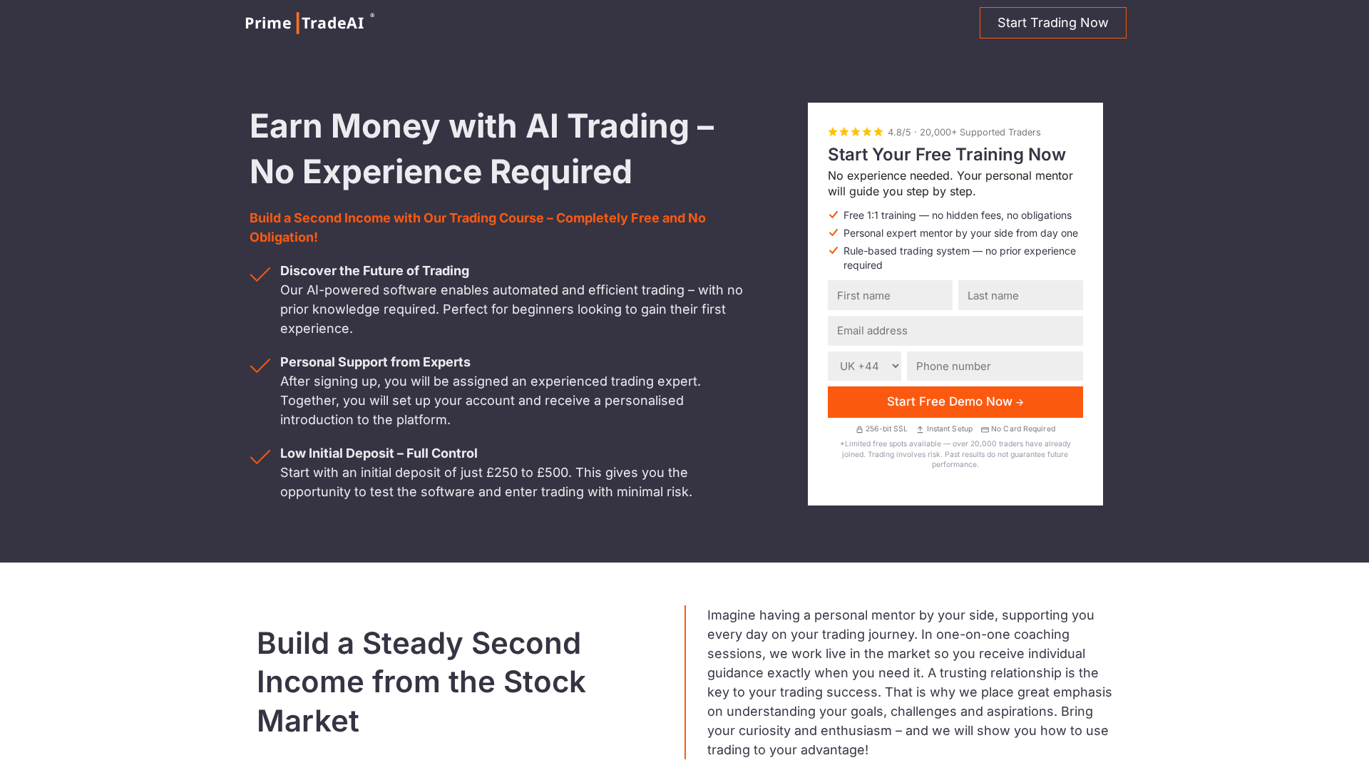 Screenshot of primetrade-ai.com