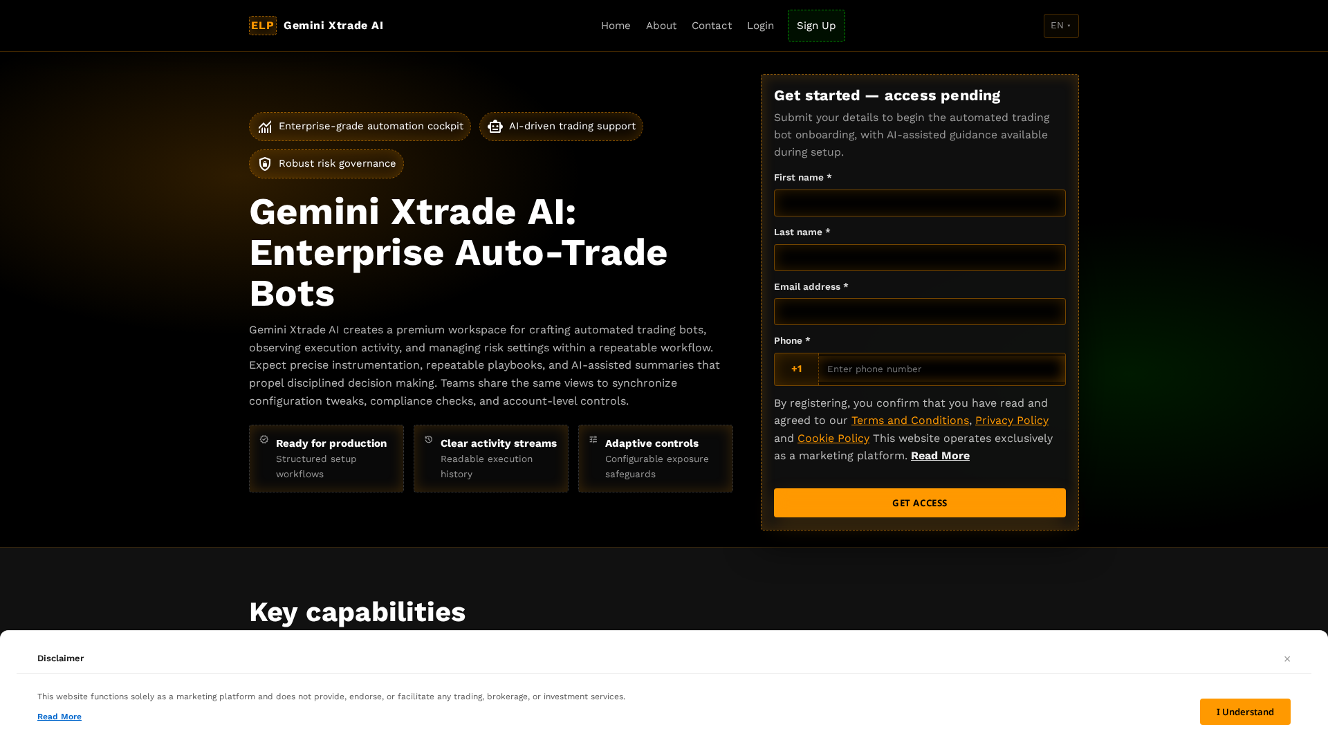 Screenshot of geminixtradeai.com