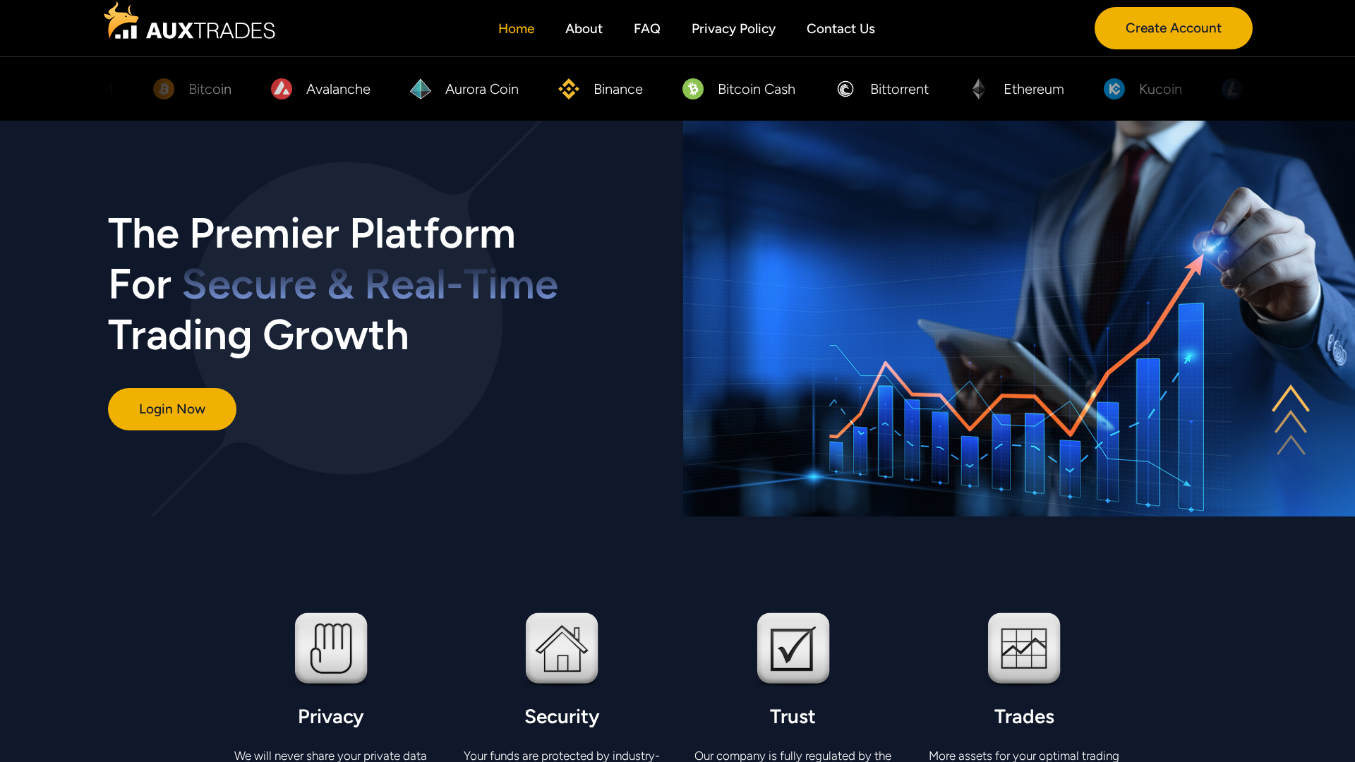 Screenshot of auxtrades.com