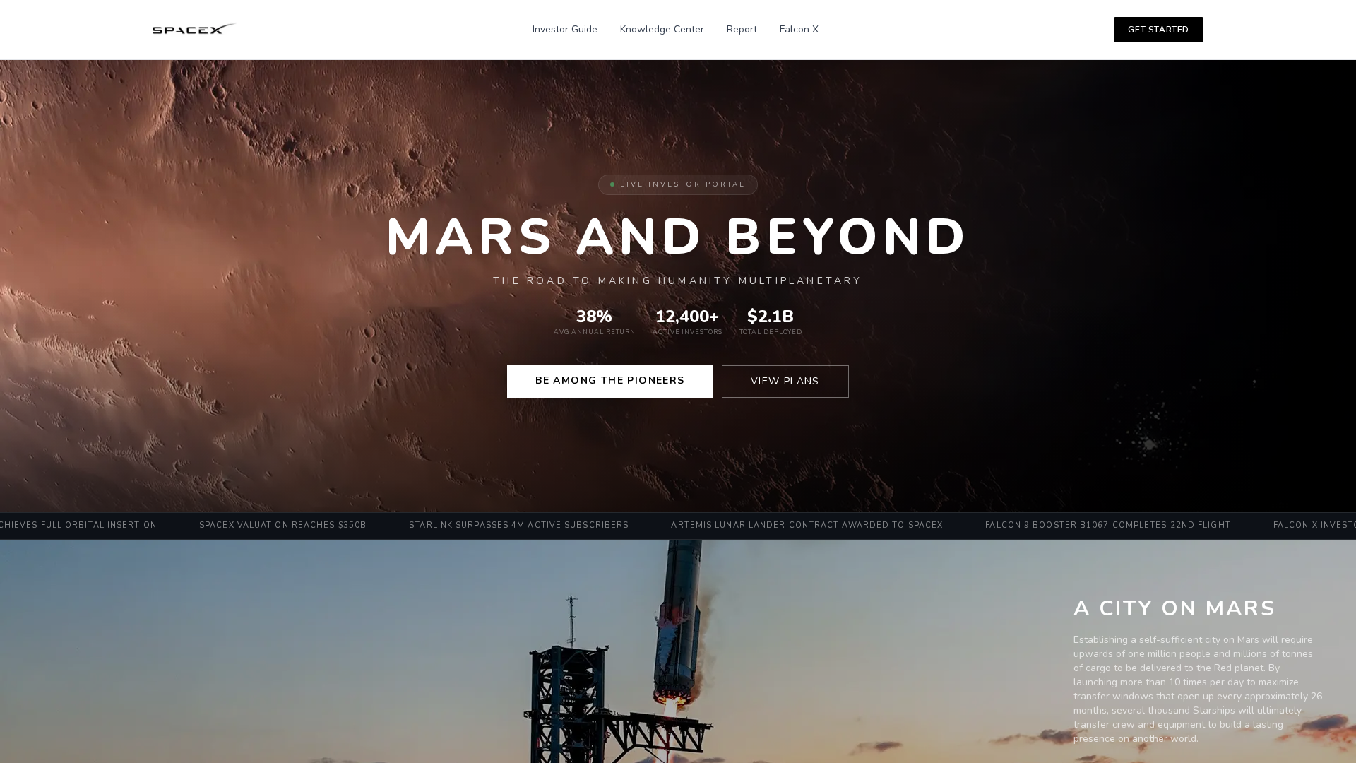 Screenshot of spacexexplorer.xyz