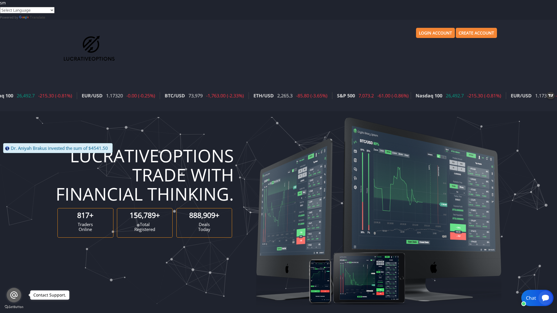 Screenshot of lucrativeoptions.click