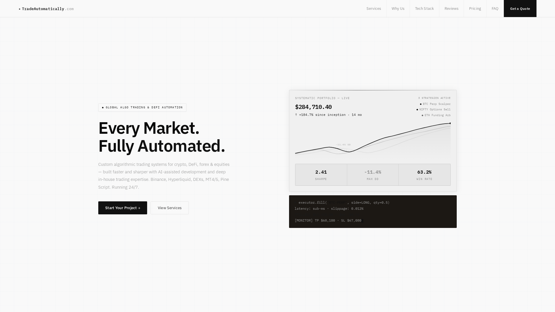 Screenshot of tradeautomatically.com