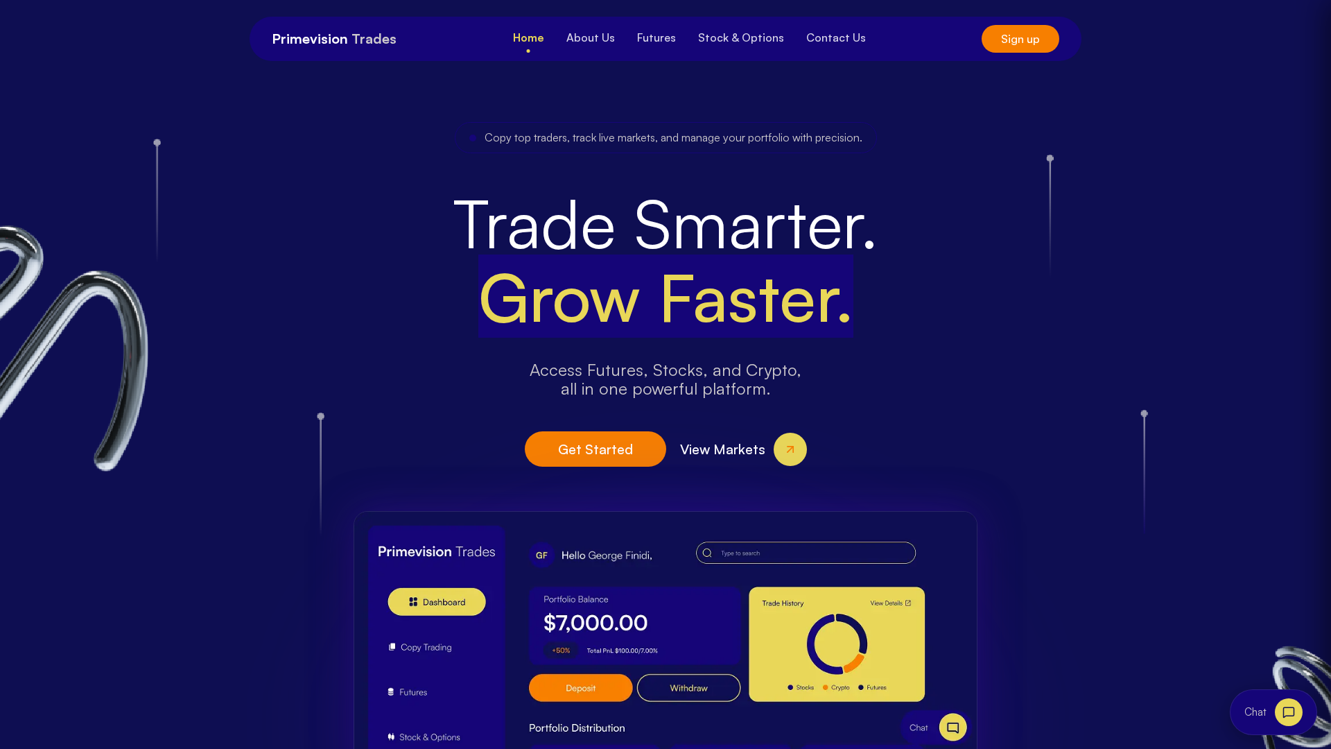 Screenshot of primevisiontrades.com