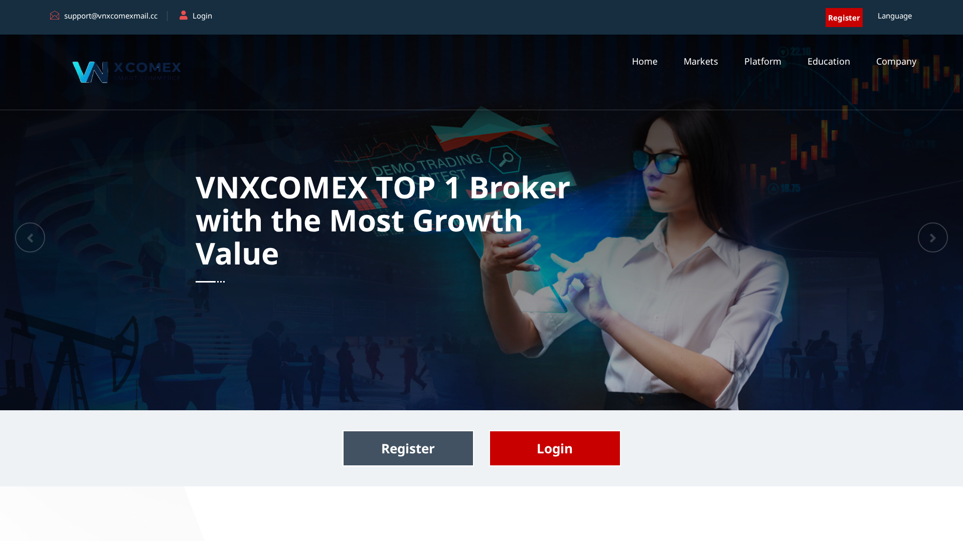 Screenshot of vnxcomexfx.com