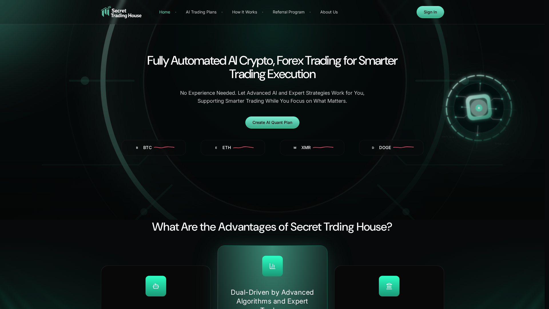 Screenshot of secrettradinghouse.com