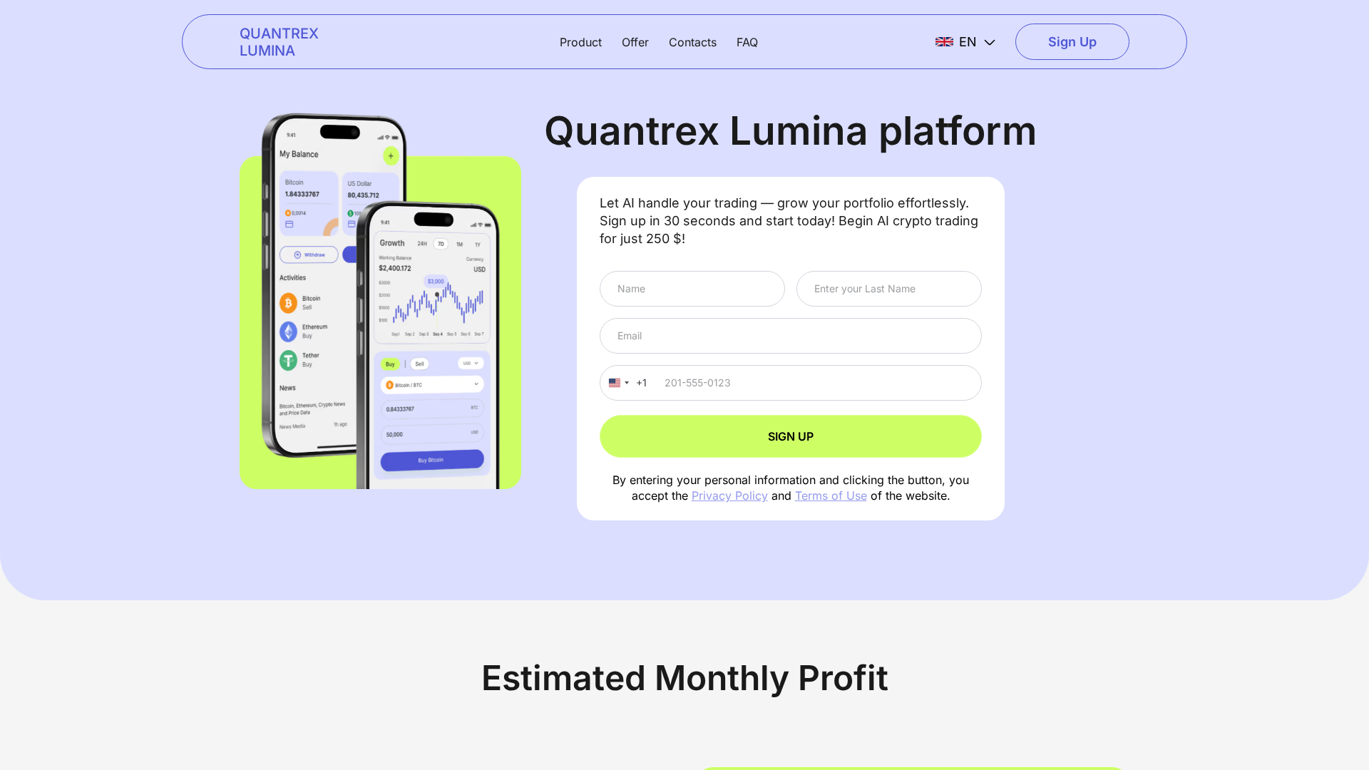 Screenshot of quantrex-lumina.com