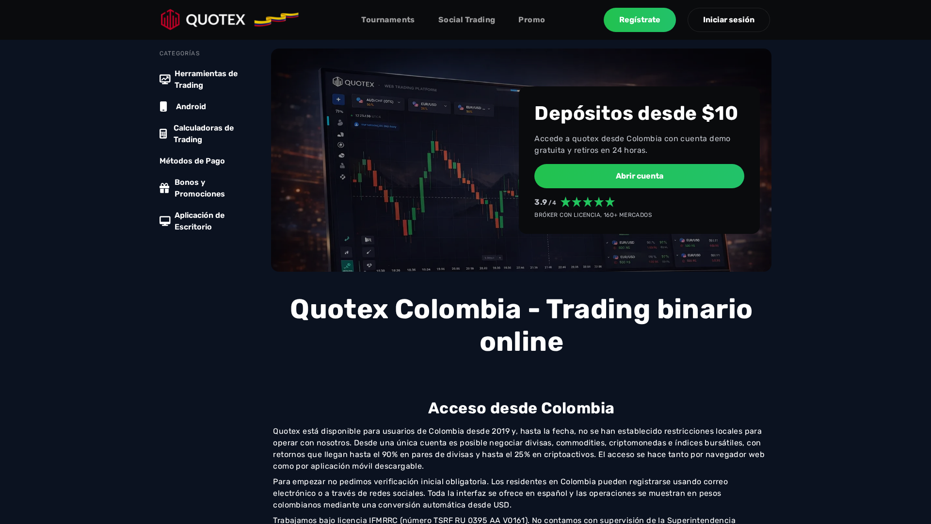 Screenshot of quotexcolombia.com