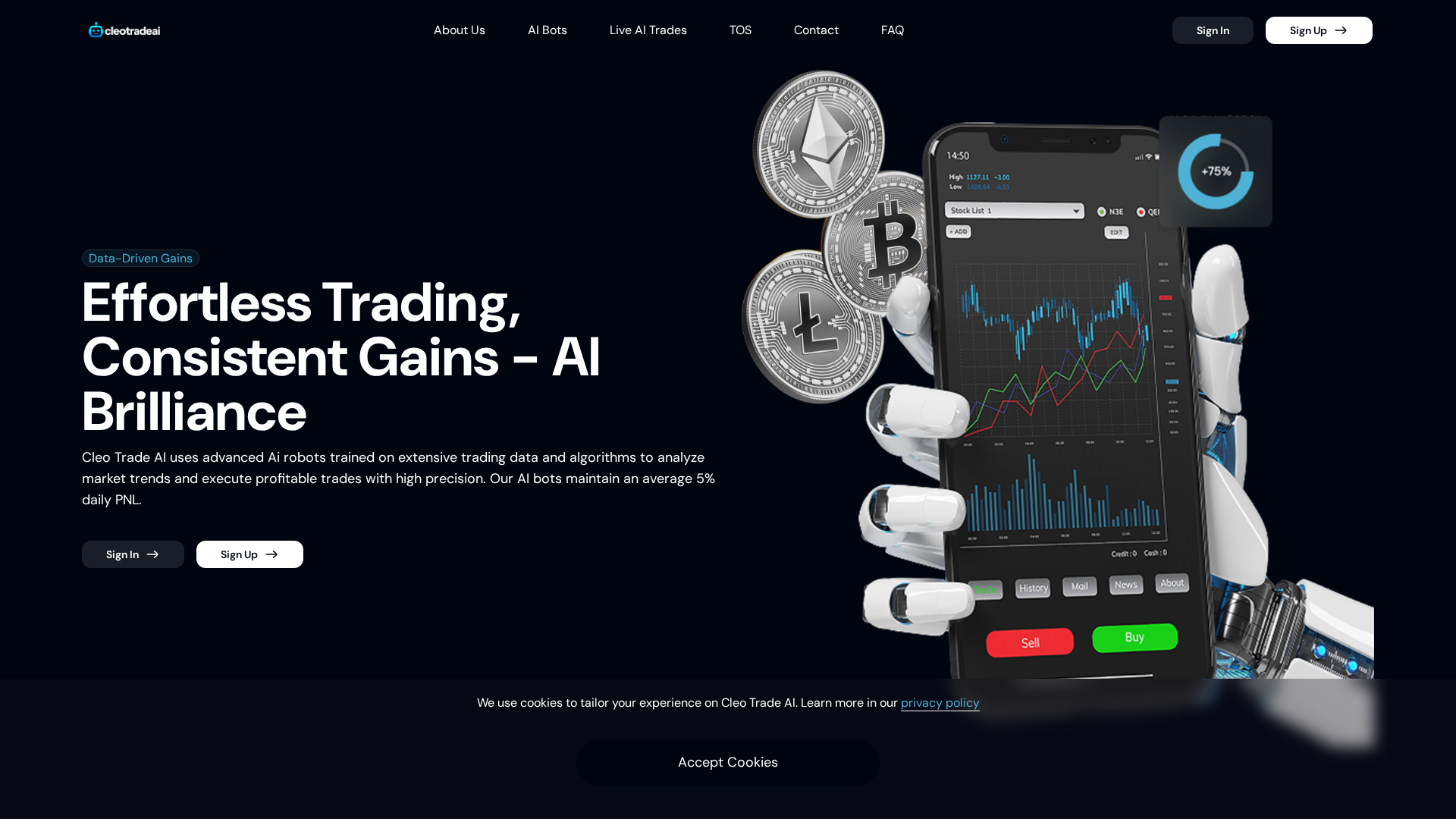 Screenshot of cleotradeai.com