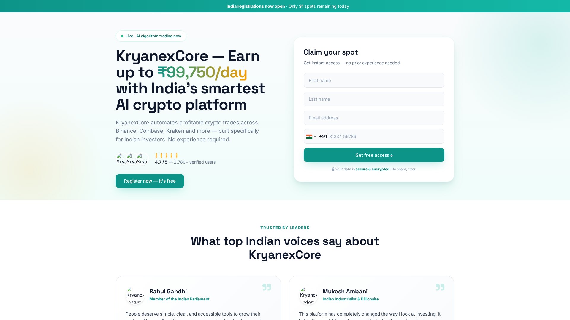 Screenshot of kryanexcore.in