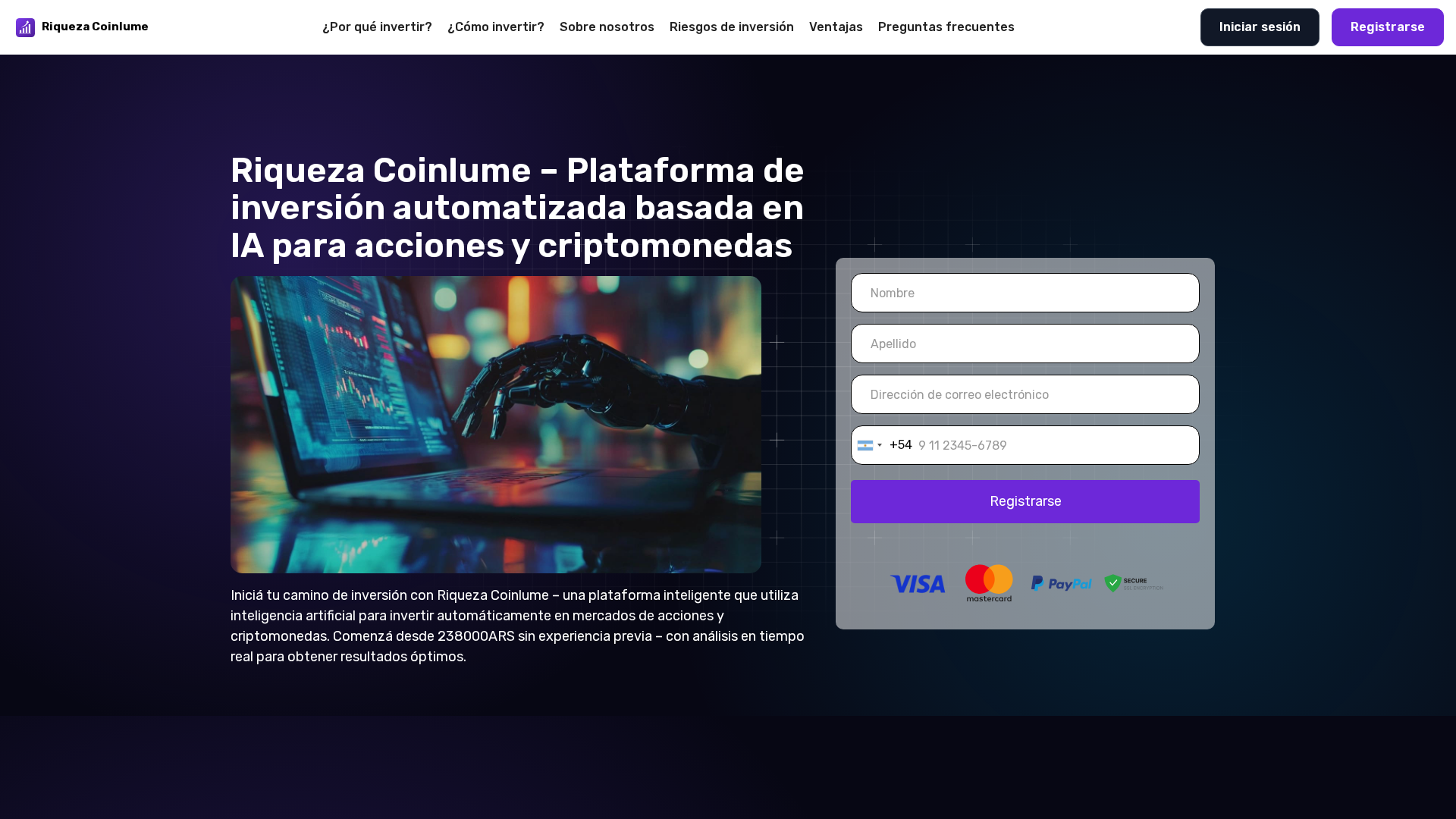 Screenshot of riqueza-coinlume.org